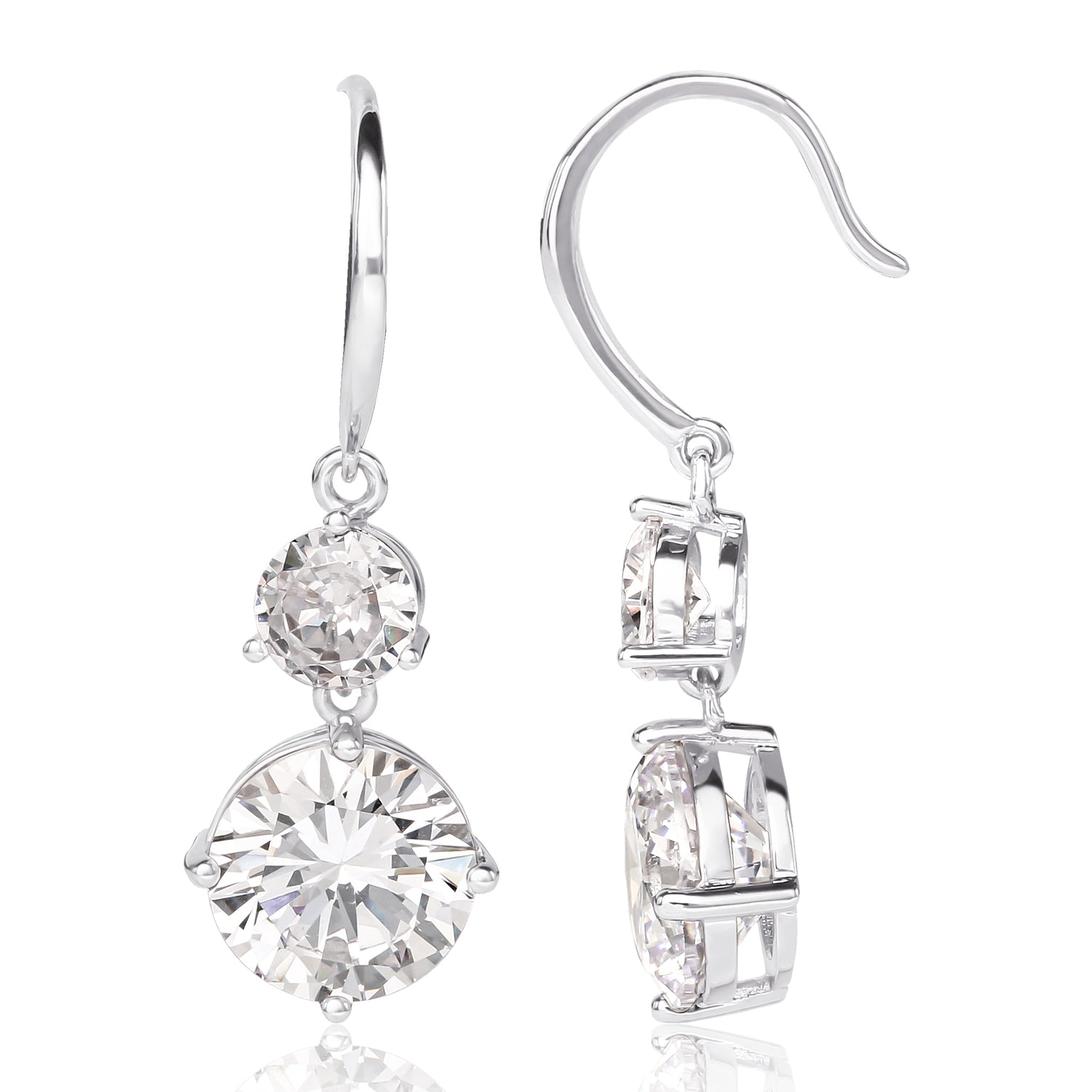 BCBG GENERATION BRASS RH PLT CZ TWO STONE EAR WIRE