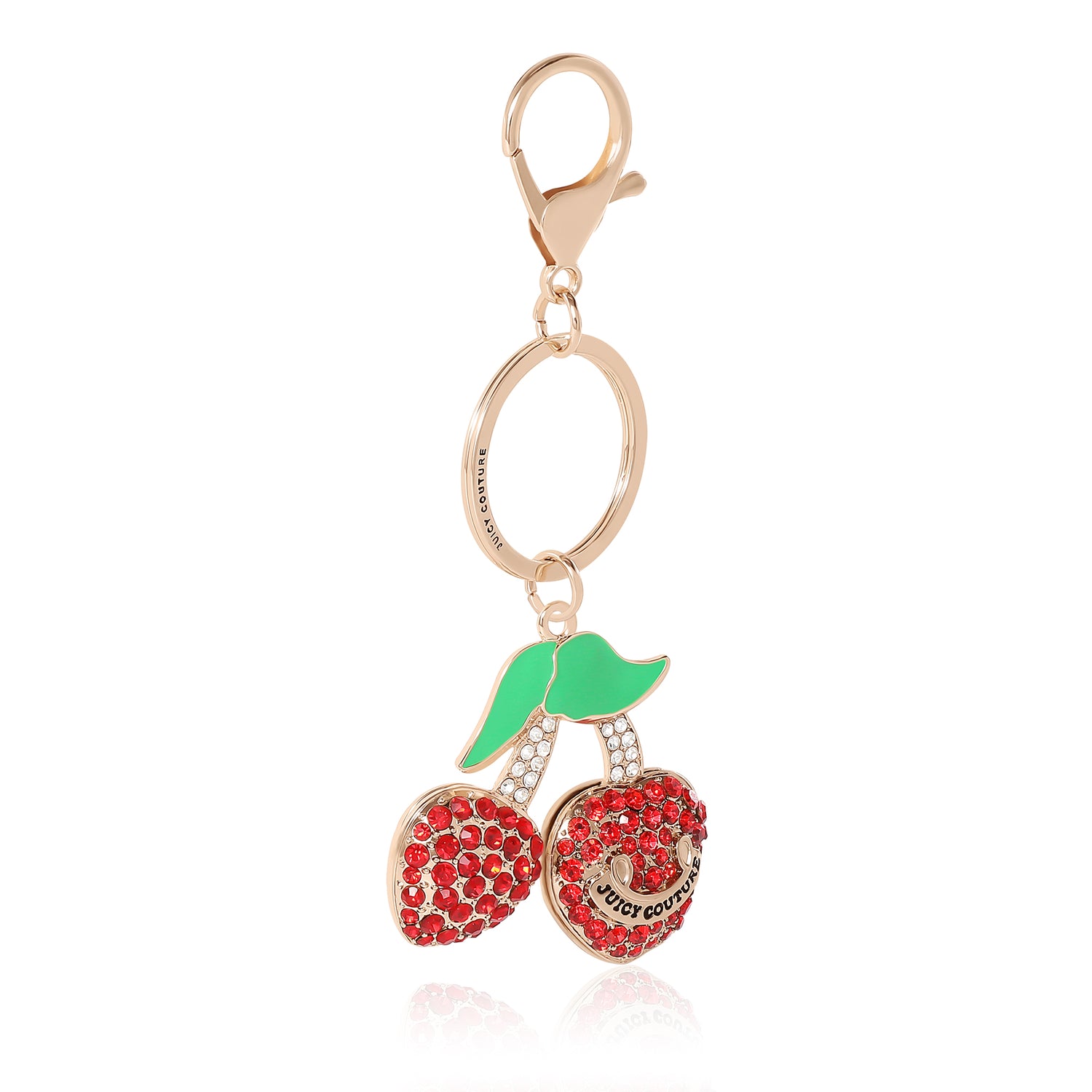 Juicy Couture Cherry Crystal & Enamel Keychain In Gold Tone