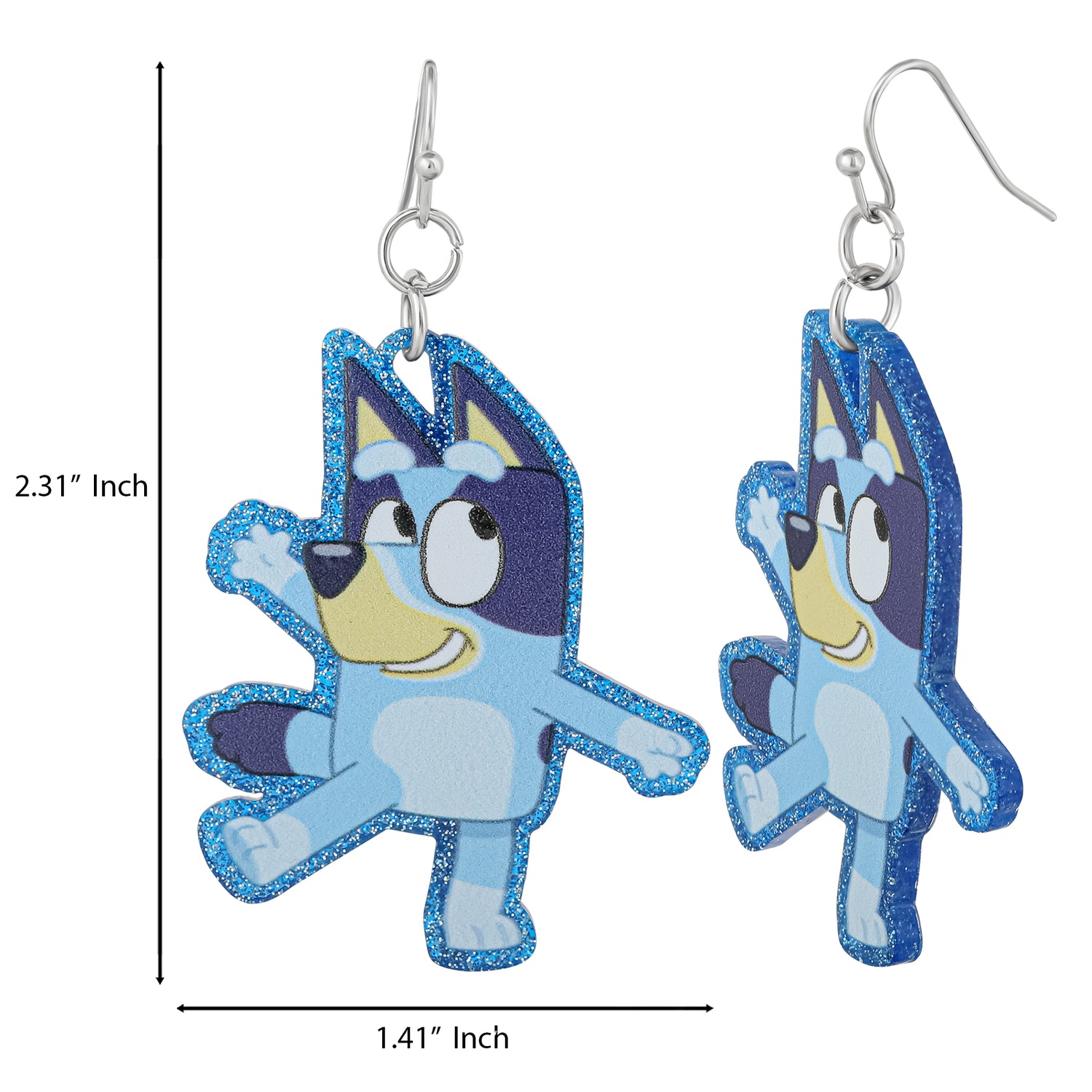 Bluey Drop Earrings with Character Silhouettes - Lightweight and Fun Jewelry