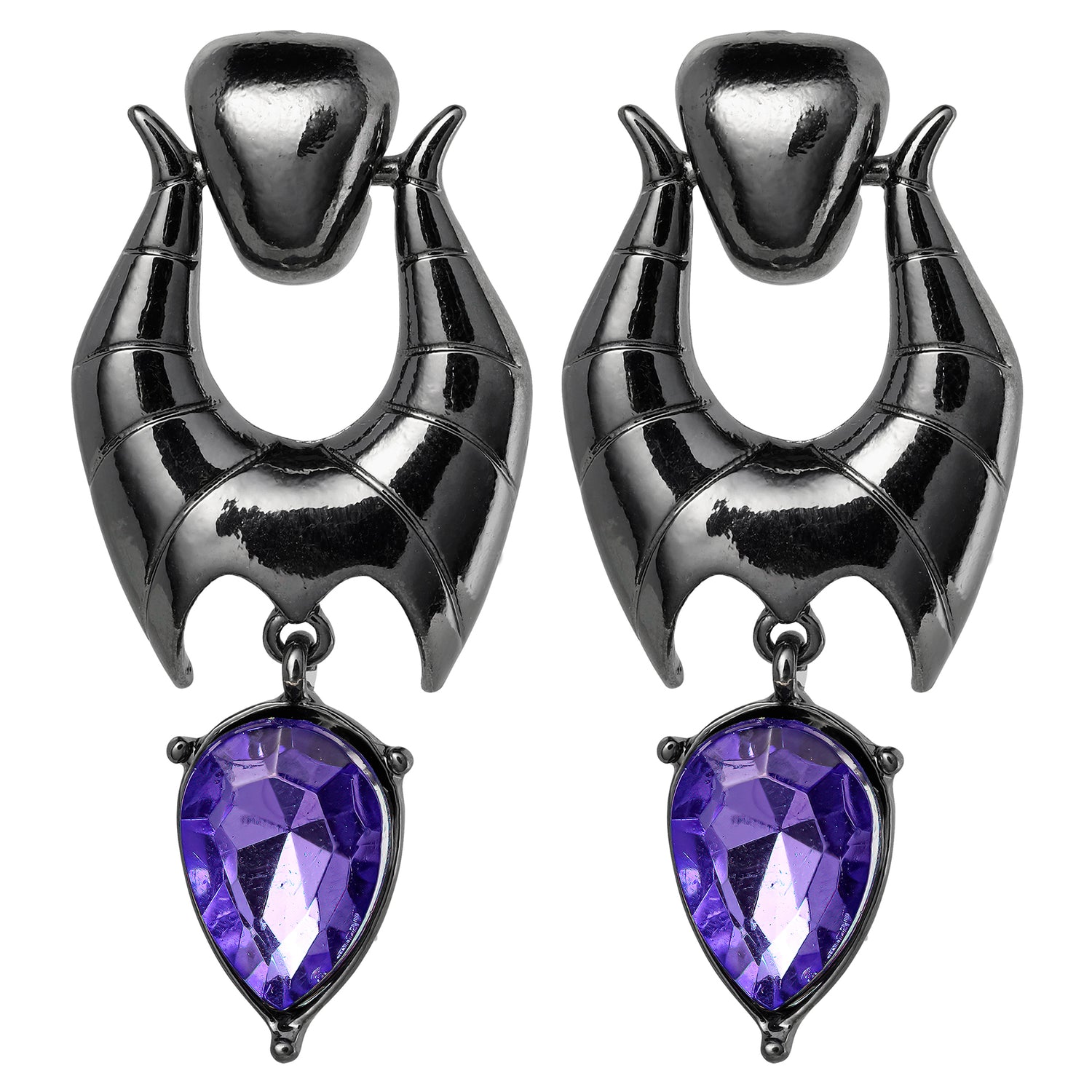 Disney Villains Maleficent Horn Drop Earrings with Purple Crystal