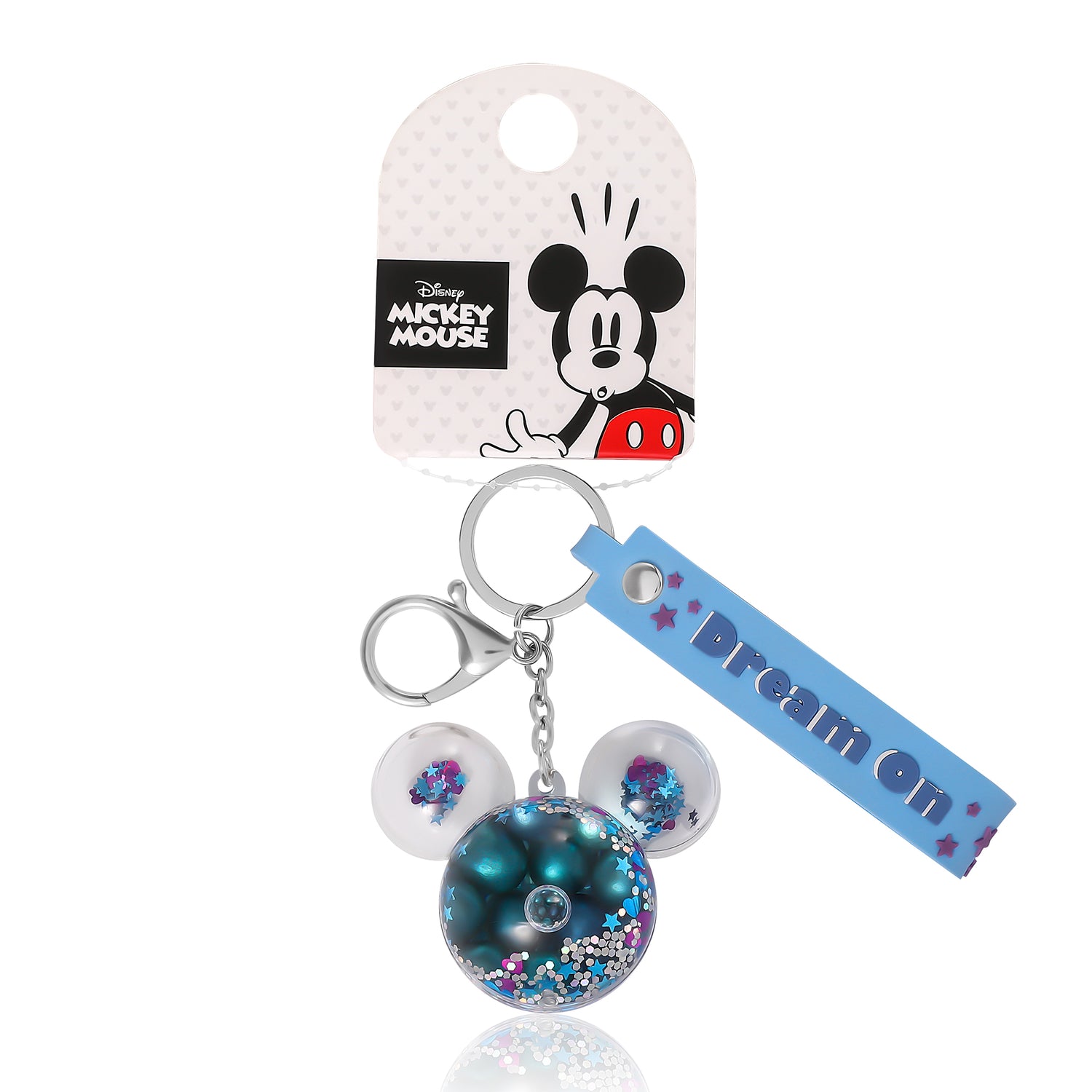 Disney Mickey Mouse Shaped Blue Liquid Keychain