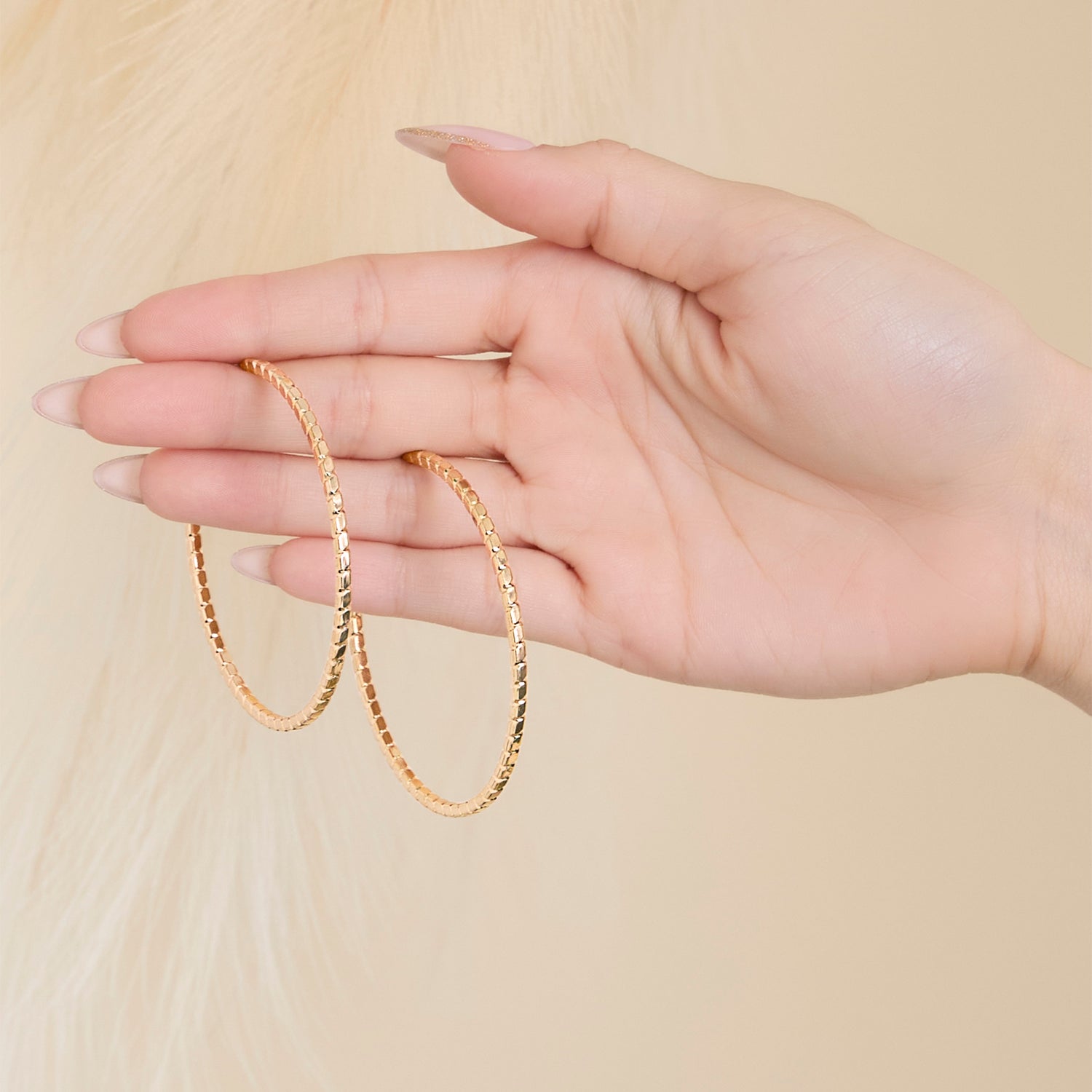 JS Jessica Simpson Textured Omega Gold-Tone Large Hoop Earrings