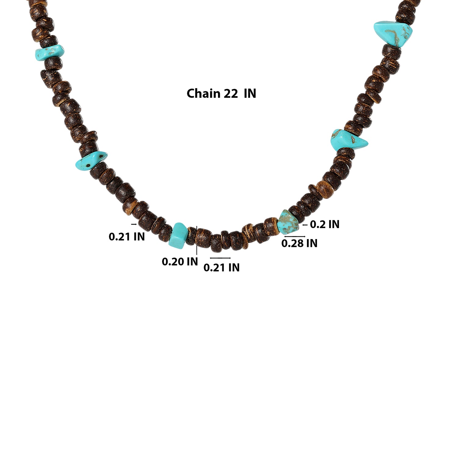 Lucky Brand Men’s Wood & Turquoise Beaded 22'' Necklace, Rustic Brown with Blue Chips
