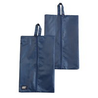Lands' End Shoe Bags for Travel Set of 2, Polyester Canvas Shoe Travel Bag with Zipper Closure (Navy)