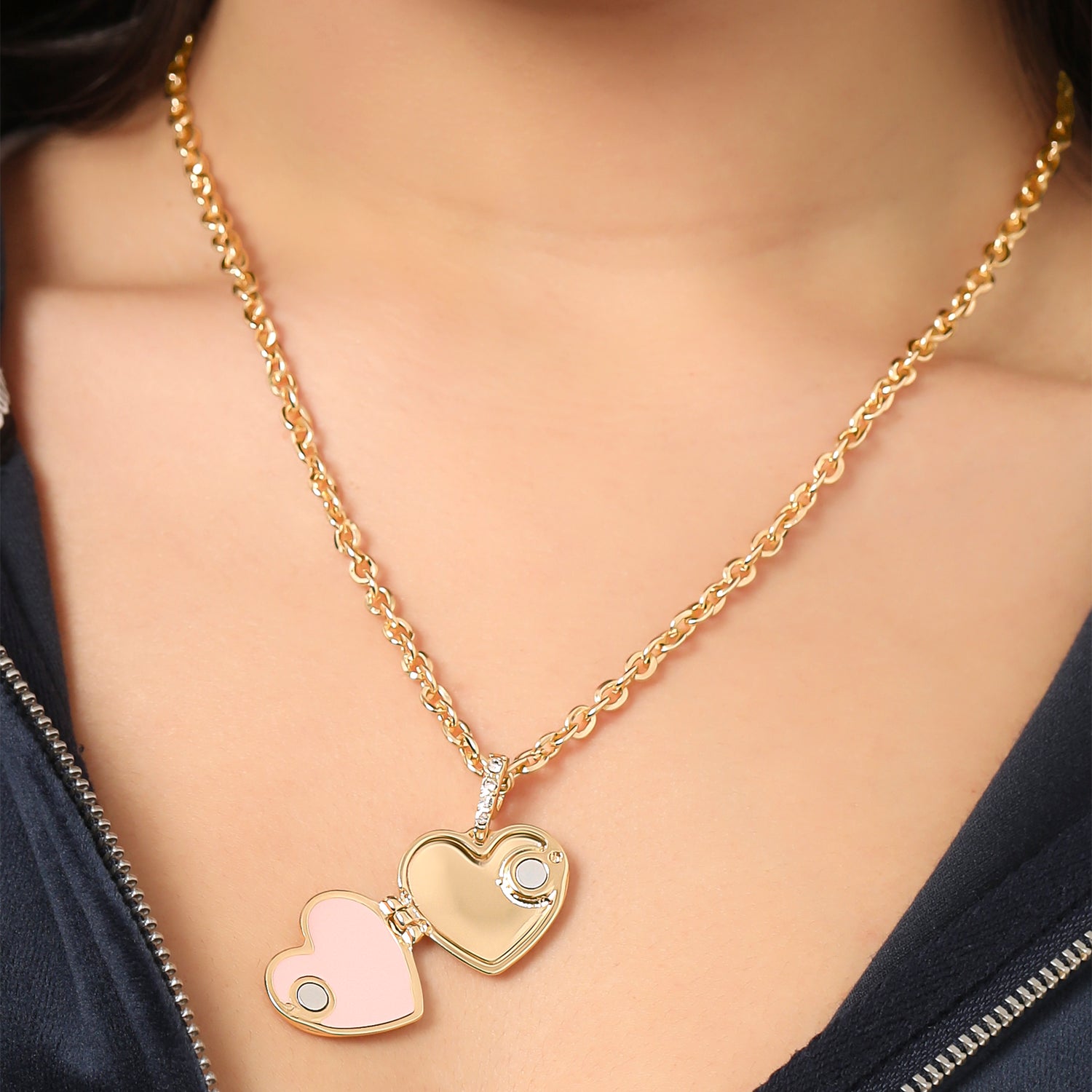 Juicy Couture Gold Tone Heart Locket Necklace for Women 16"