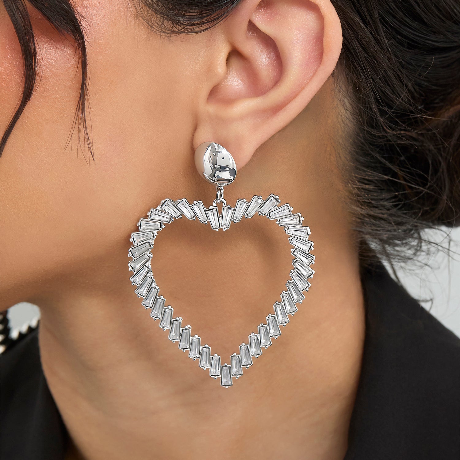 BCBGeneration Silver-Tone Heart Hoop Earrings