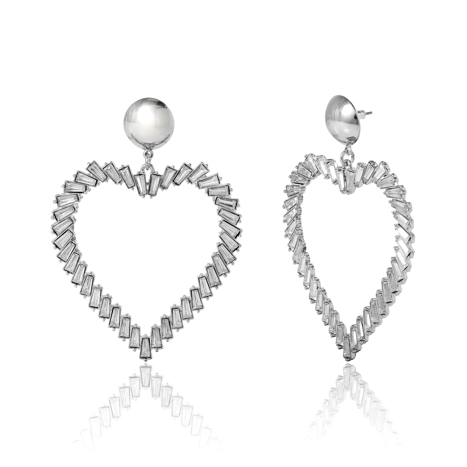 BCBGeneration Silver-Tone Heart Hoop Earrings