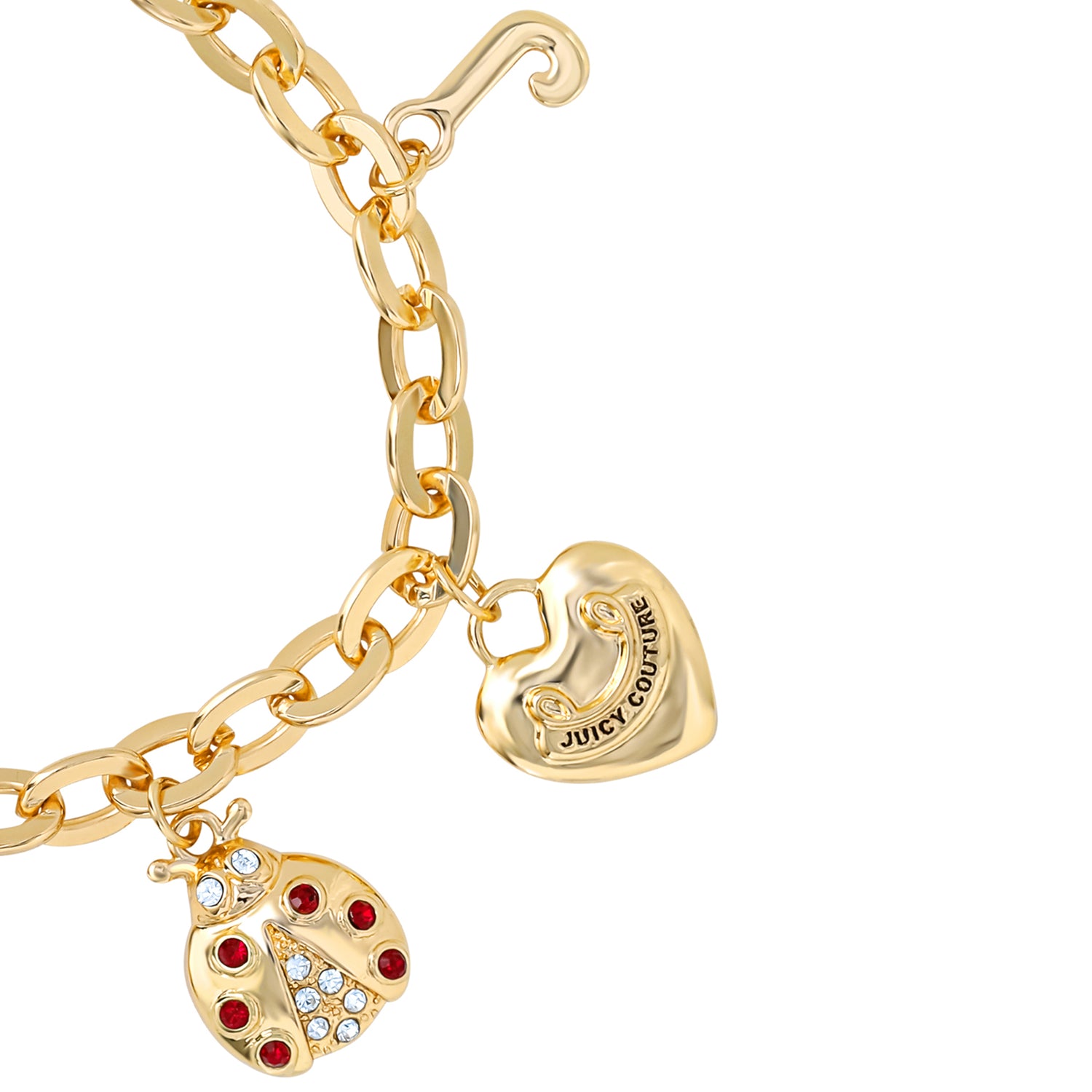 Juicy Couture Pearl & Icon Charm Bracelet, Gold‑Tone Link with Faux Pearls