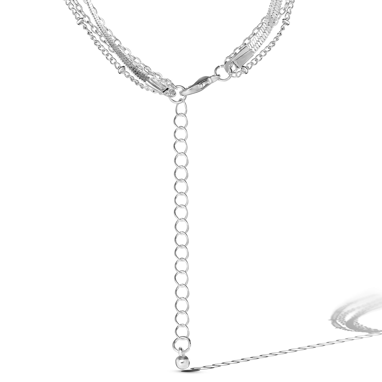 Jessica Simpson Silver-Tone Layered Necklace with Turquoise Pendant and Charm