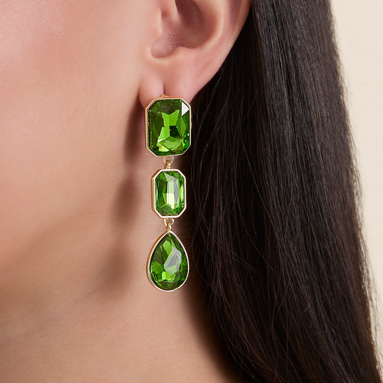 Jessica Simpson Green Crystal Drop Earrings