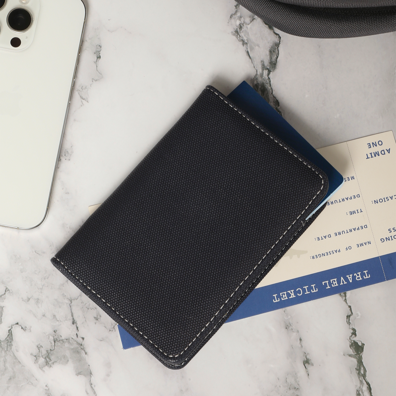 Lands' End Passport Holder for Travel, Passport Cover for Men and Women, Travel Folio (Black) - Black