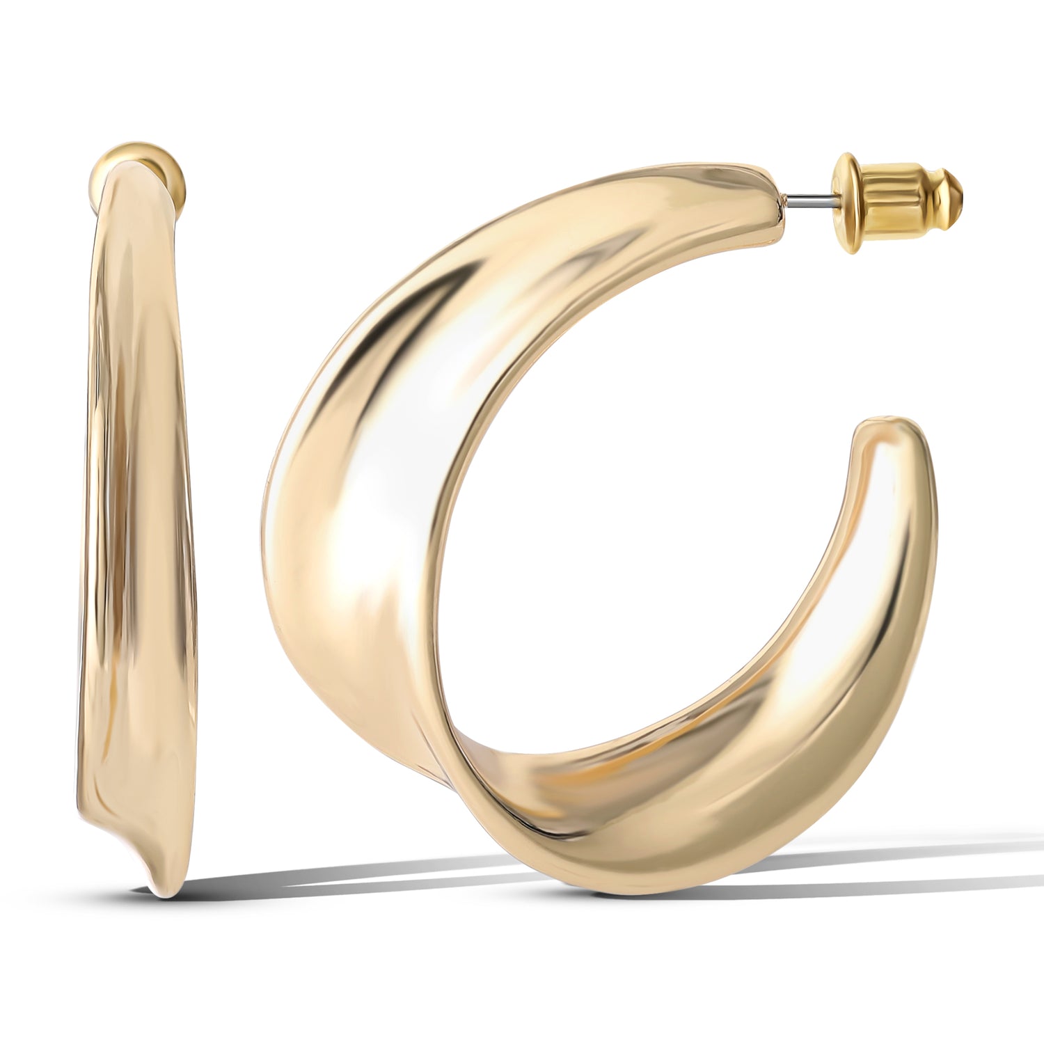 Jessica Simpson Gold-Tone Twisted Crescent Hoop Earrings