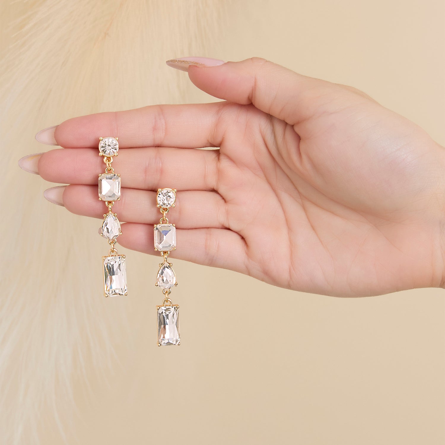 Jessica Simpson Crystal Cascade Statement Earrings