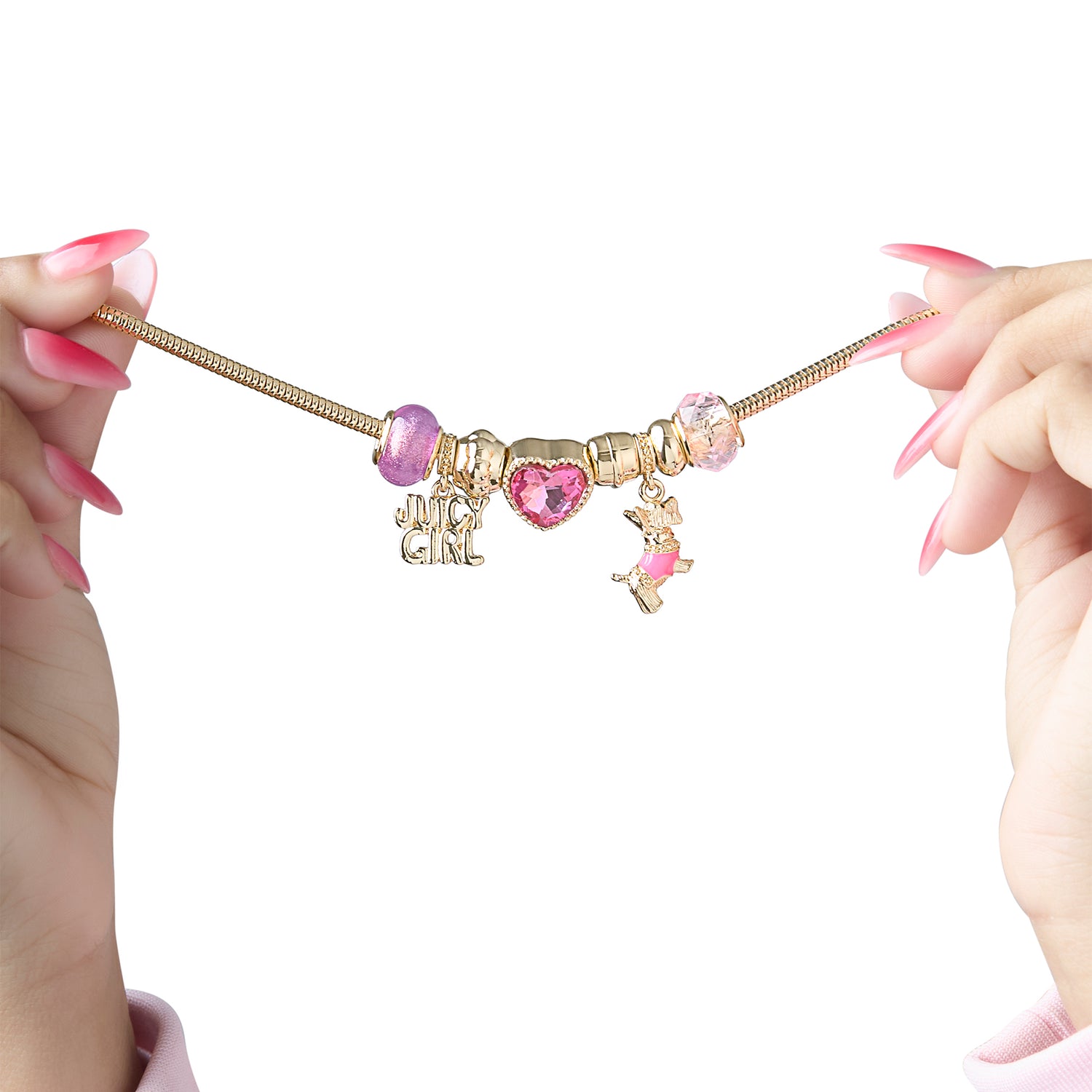 Juicy Couture Womens Charm Bracelet 7.5", Juicy Girl and Scottie Dog Charms