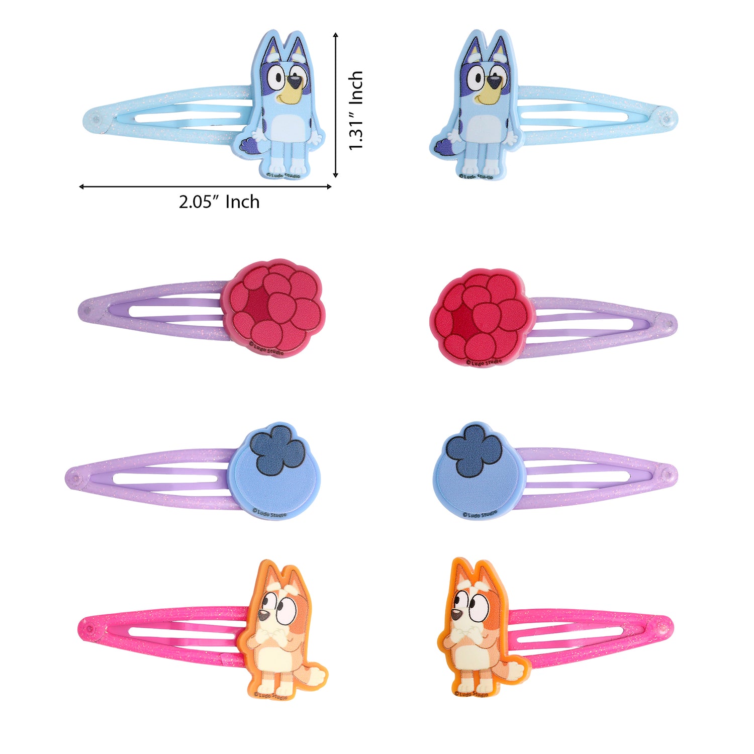 Bluey Hair Clips 8-Piece Set Official License, Snap Back Hair Clip, Bluey Accessories