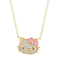 Hello Kitty Necklace for Women 18" Official License, Cubic Zirconia Pendant