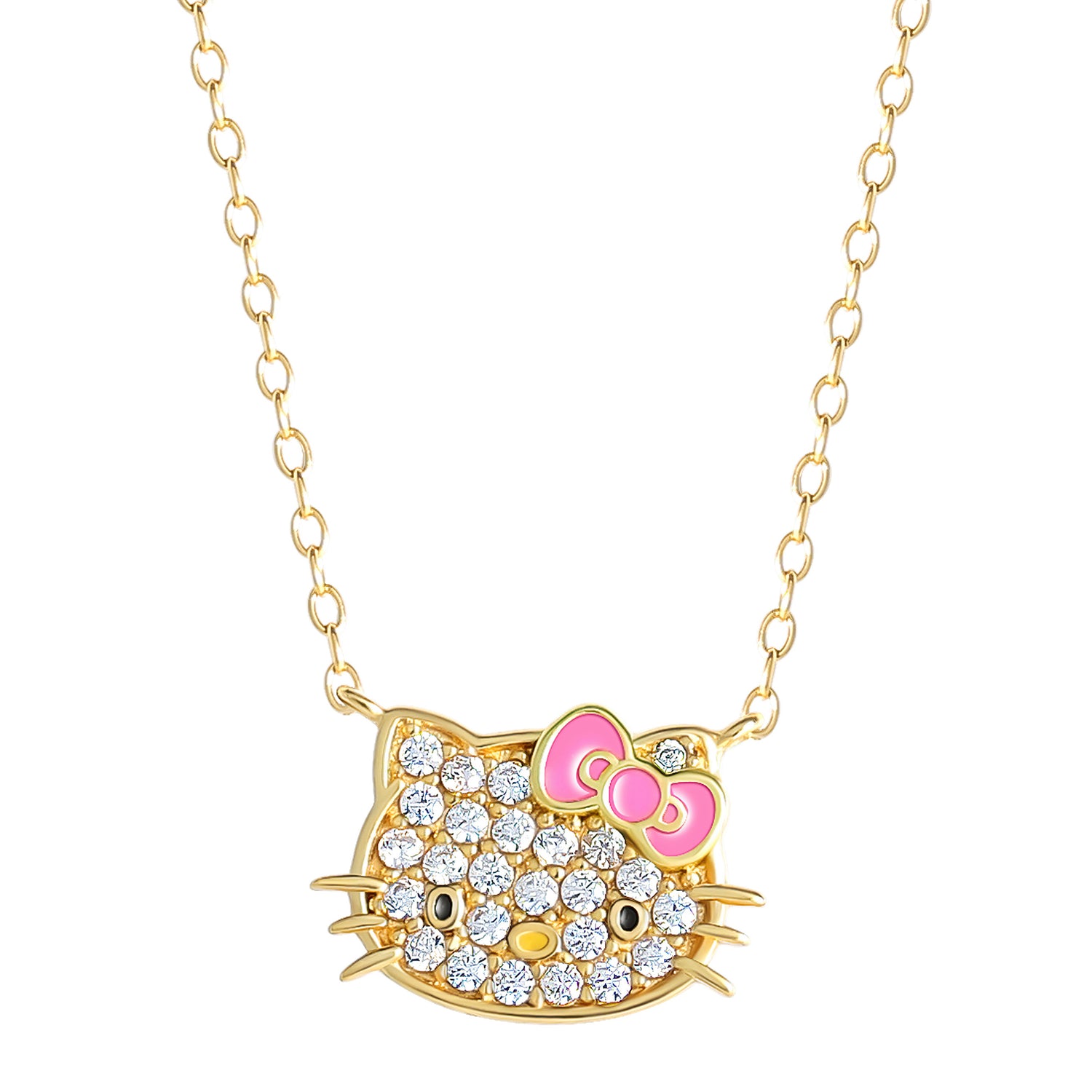 Hello Kitty Necklace for Women 18" Official License, Cubic Zirconia Pendant