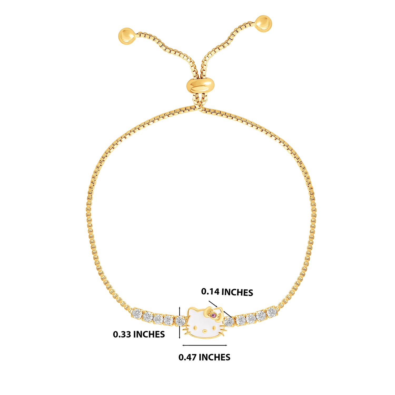 SALLY ROSE 925 YG PLT CZ HELLO KITTY LARIAT BRACELET