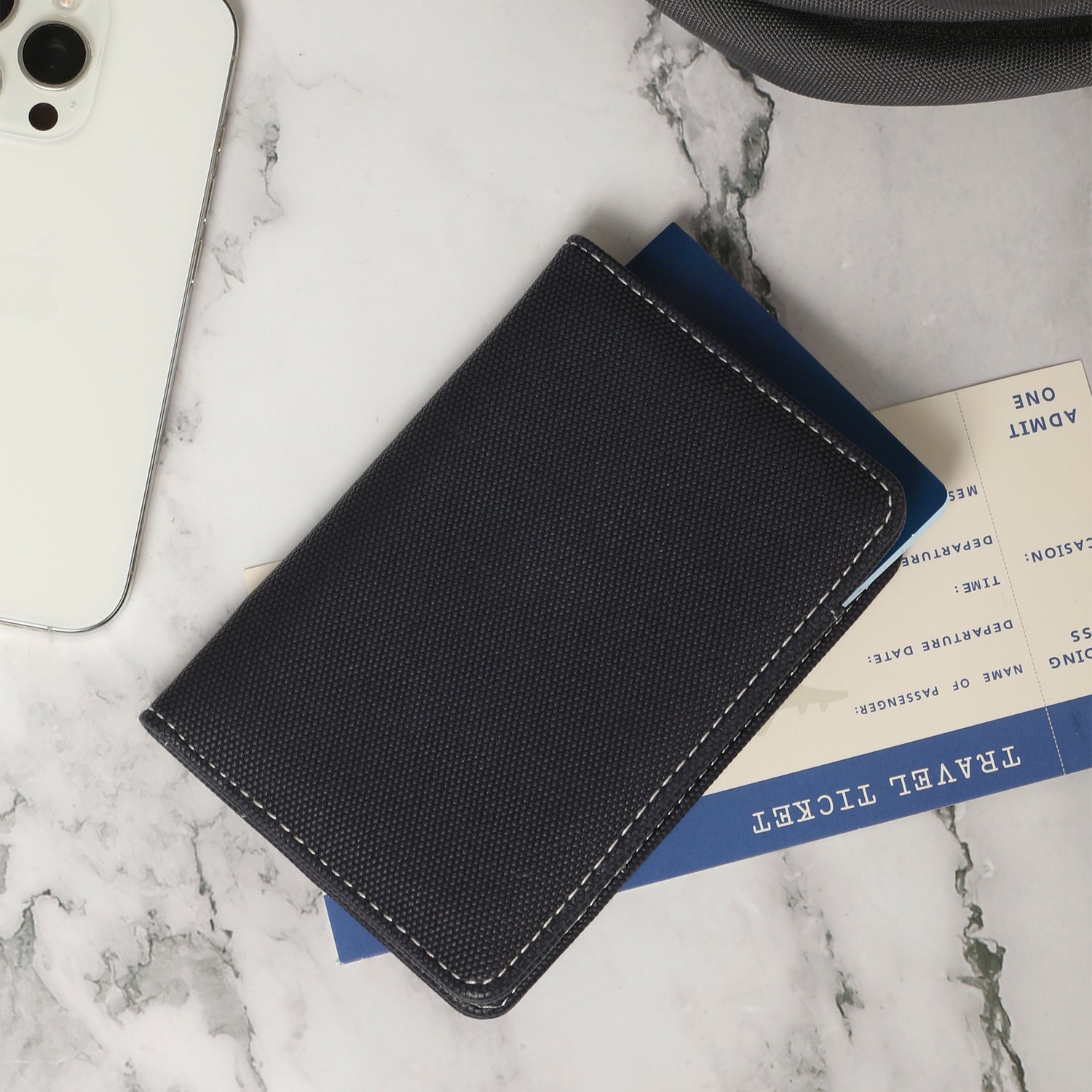 Lands' End Passport Holder for Travel, Passport Cover for Men and Women, Travel Folio (Black) - Black