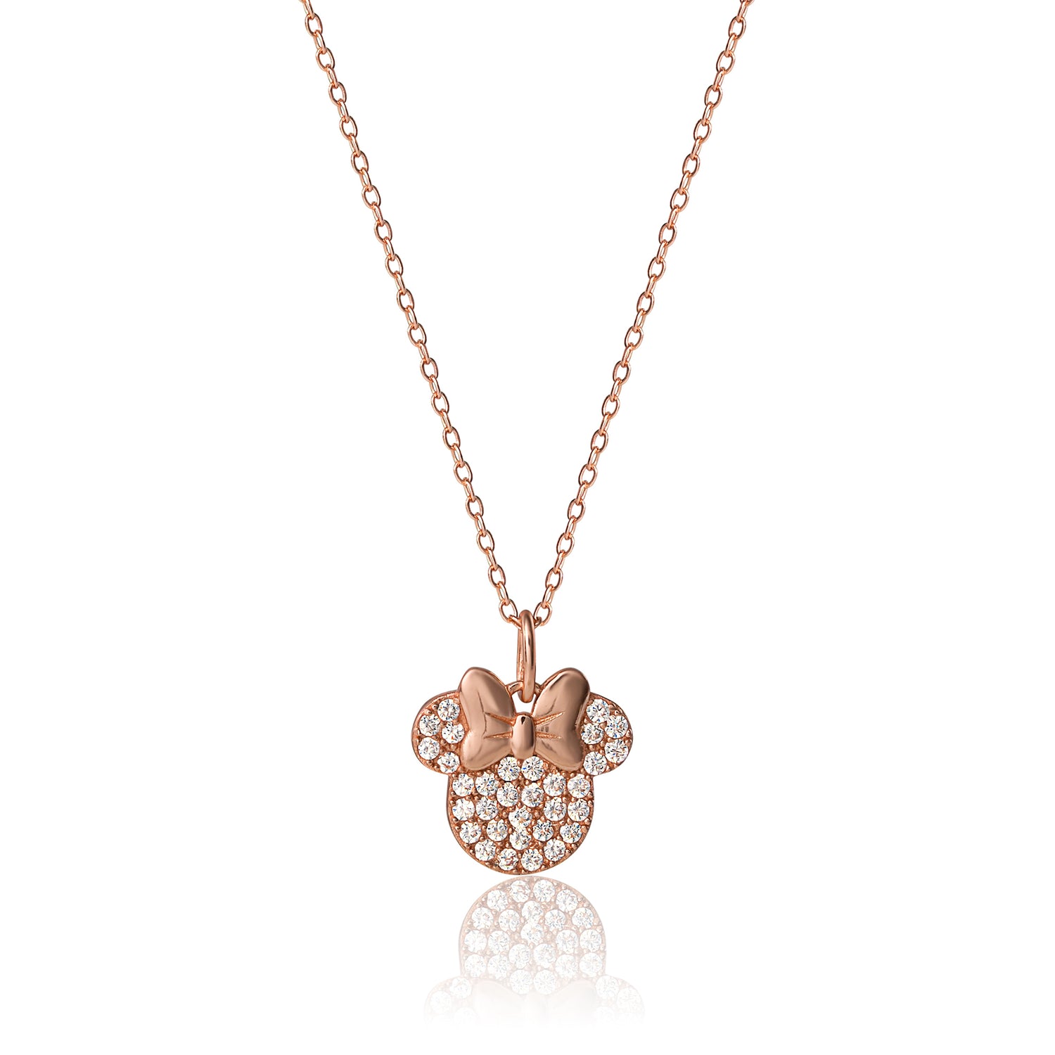 Disney Minnie Mouse Pavé Pendant Necklace in Rose Gold-Tone