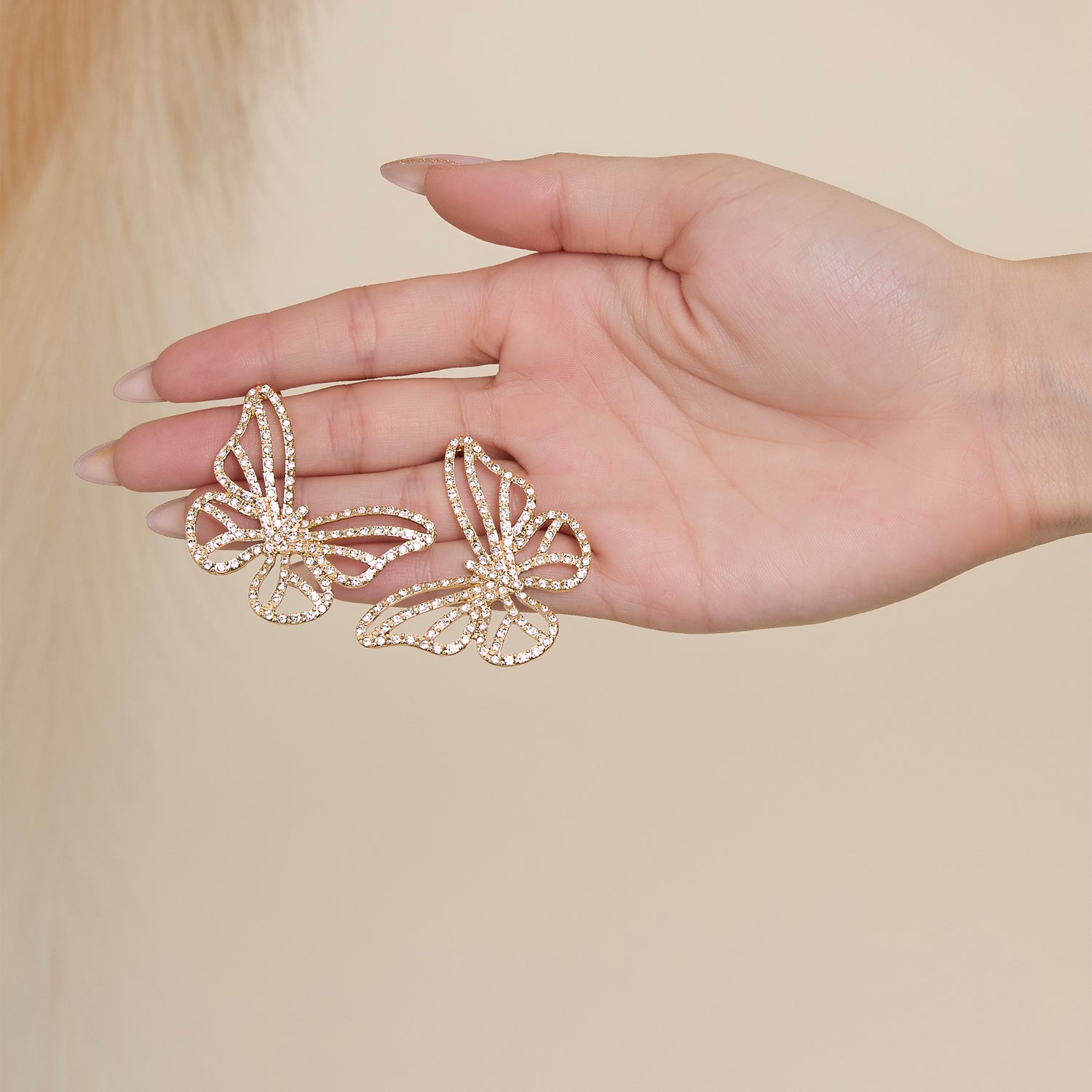 JS Jessica Simpson Textured Butterfly Stud Earrings in Gold-Tone