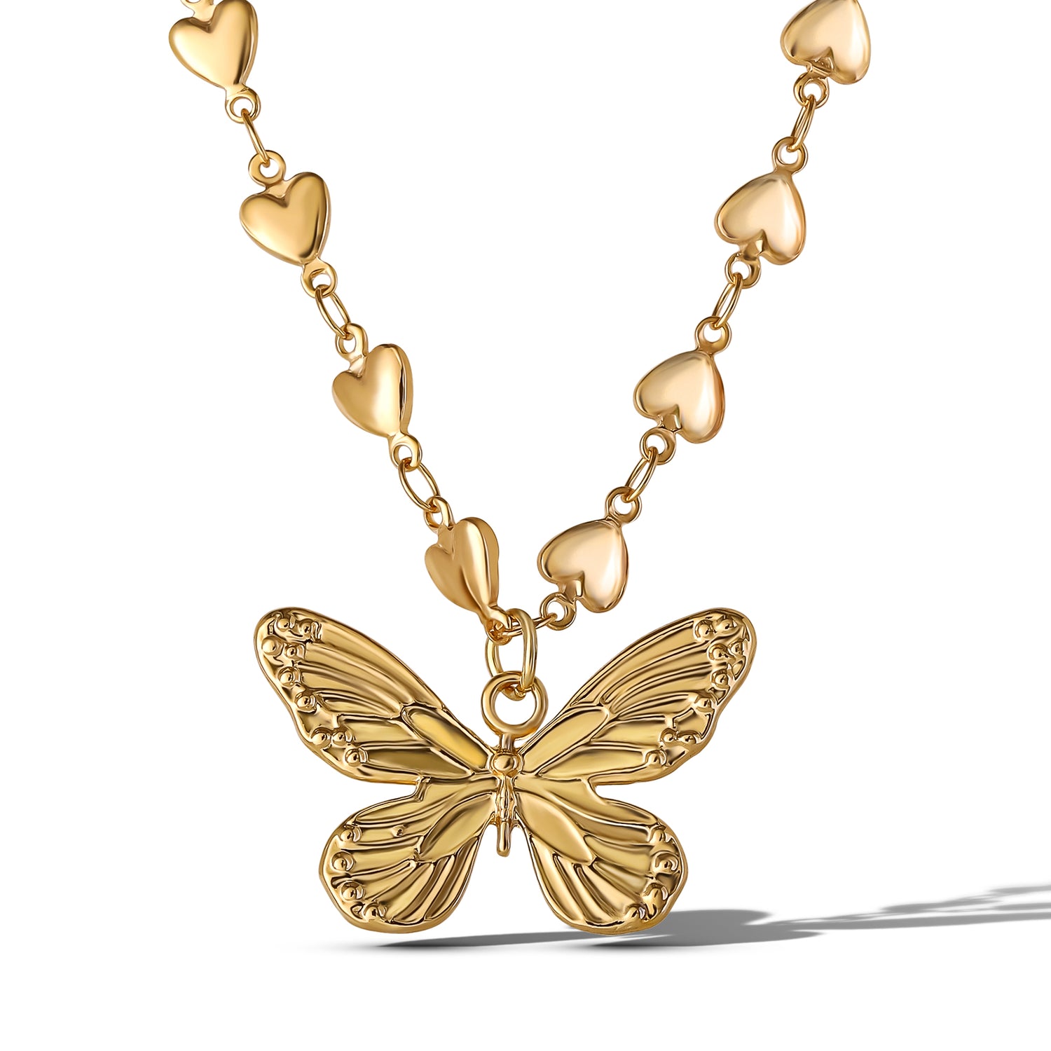 Jessica Simpson Heart Chain Butterfly Pendant Necklace