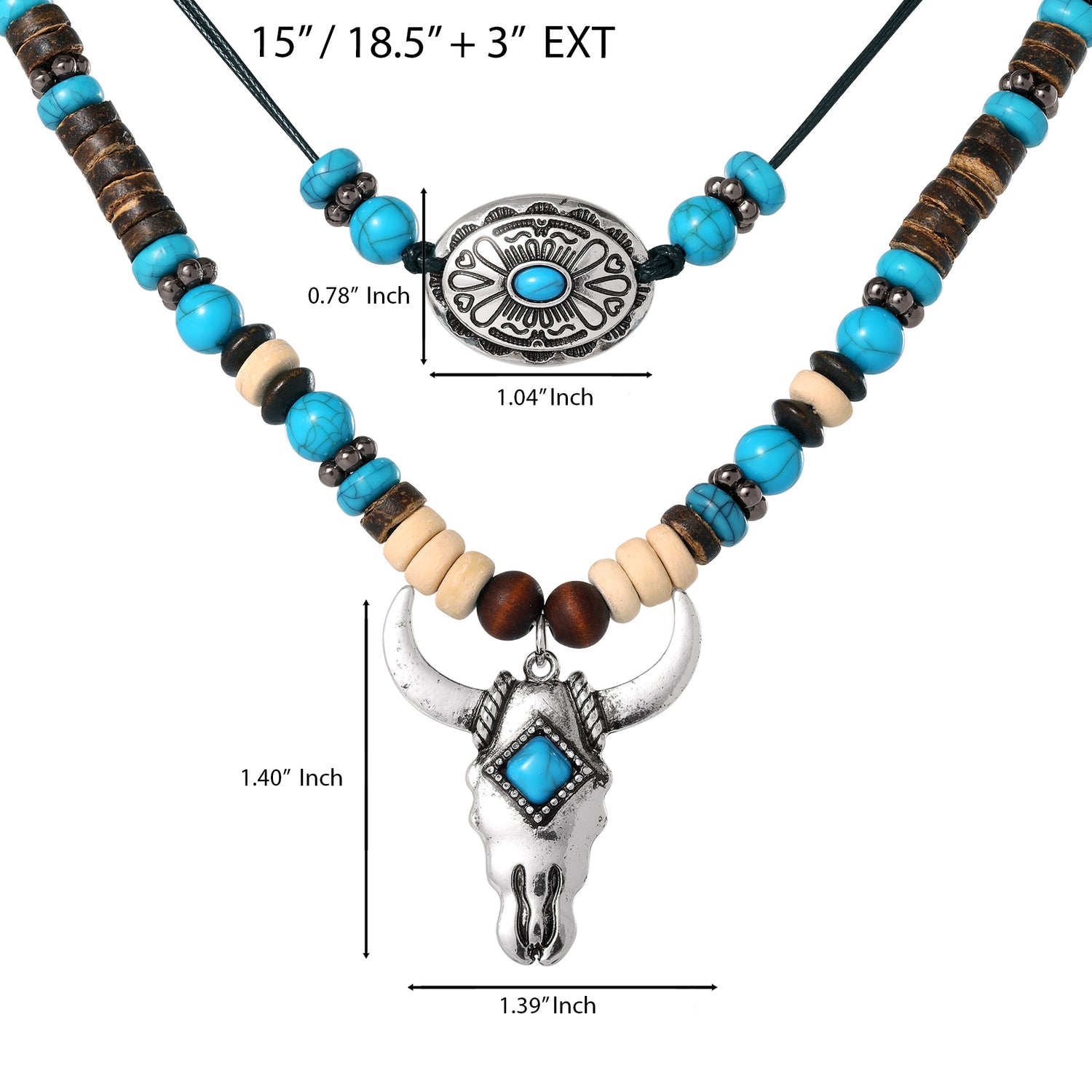 JS Jessica Simpson Beaded Layered Necklace in Turquoise and Amber Hues