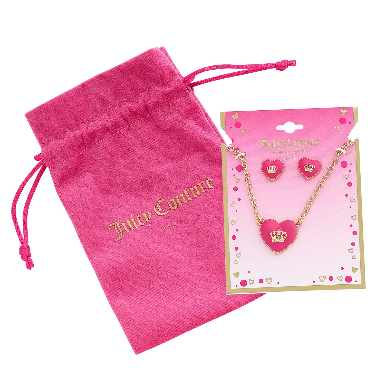Juicy Couture 15? + 2? Crown Logo Heart Pendant Necklace ? Adjustable