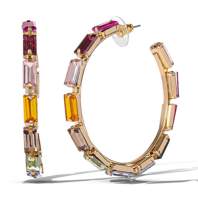 Jessica Simpson Multicolor Gemstone Hoop Earrings