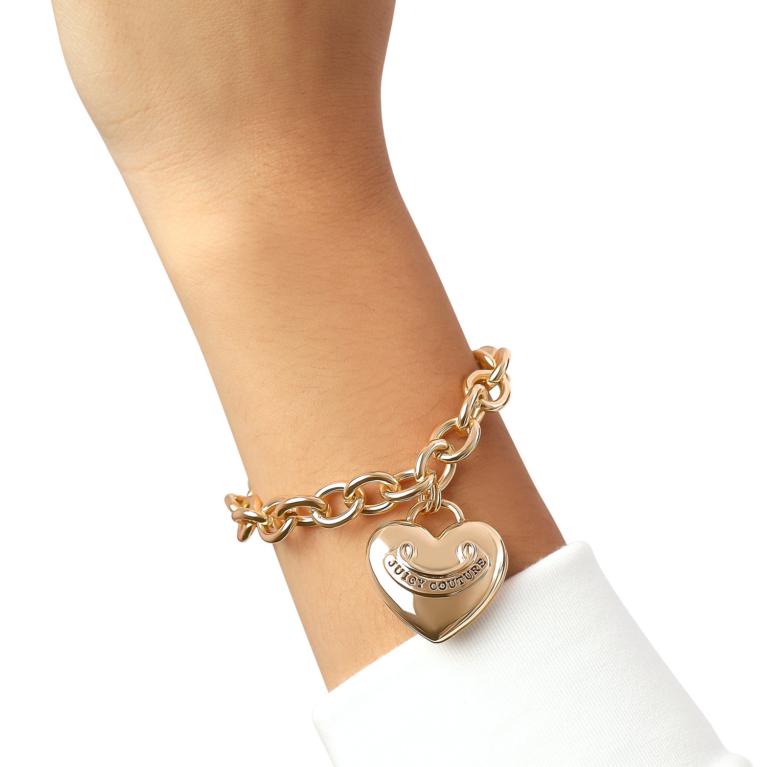 Juicy Couture 7" XL PUFFY HEART CHARM BRACELET -IMITATION YG PLT