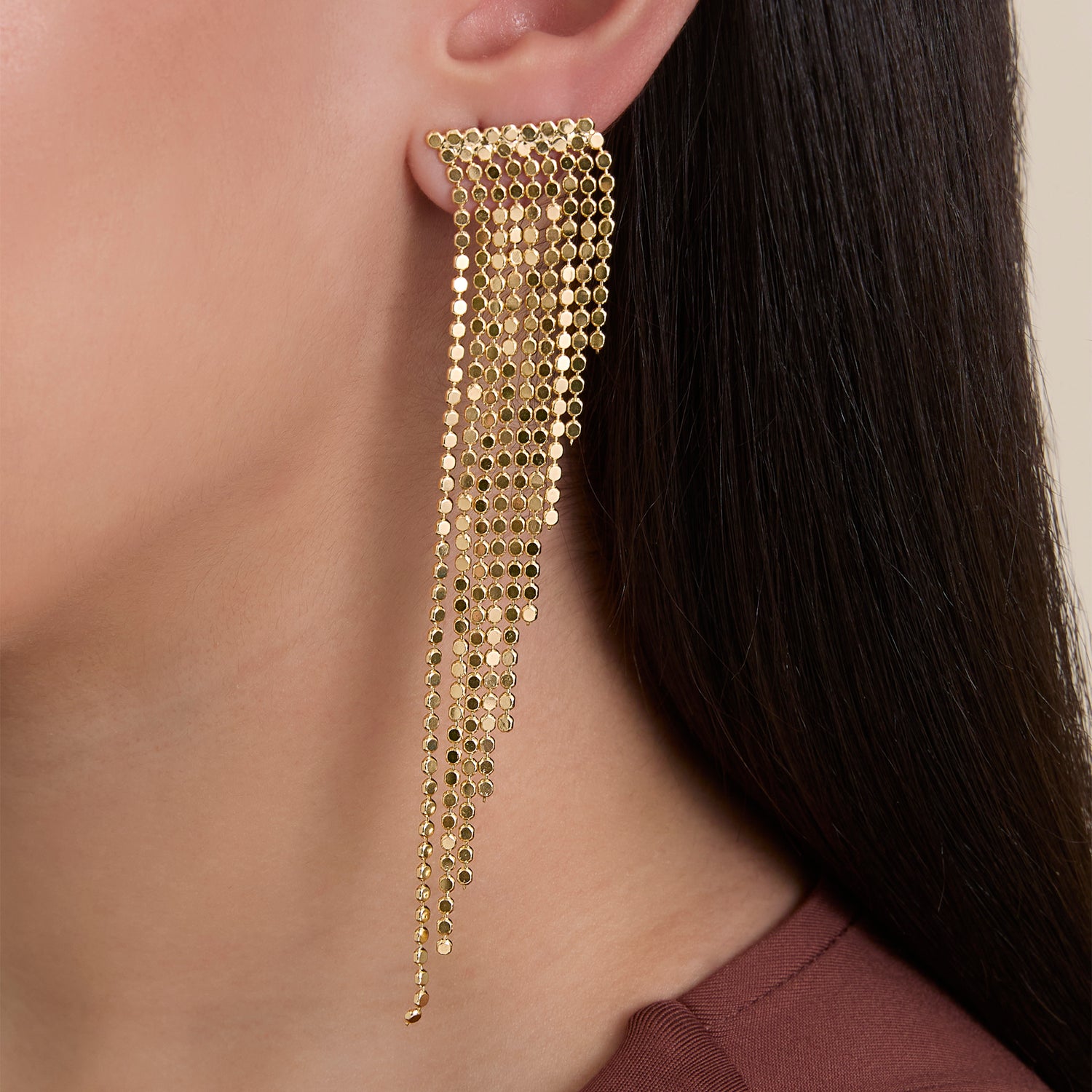 Jessica Simpson Gold Fringe Waterfall Earrings