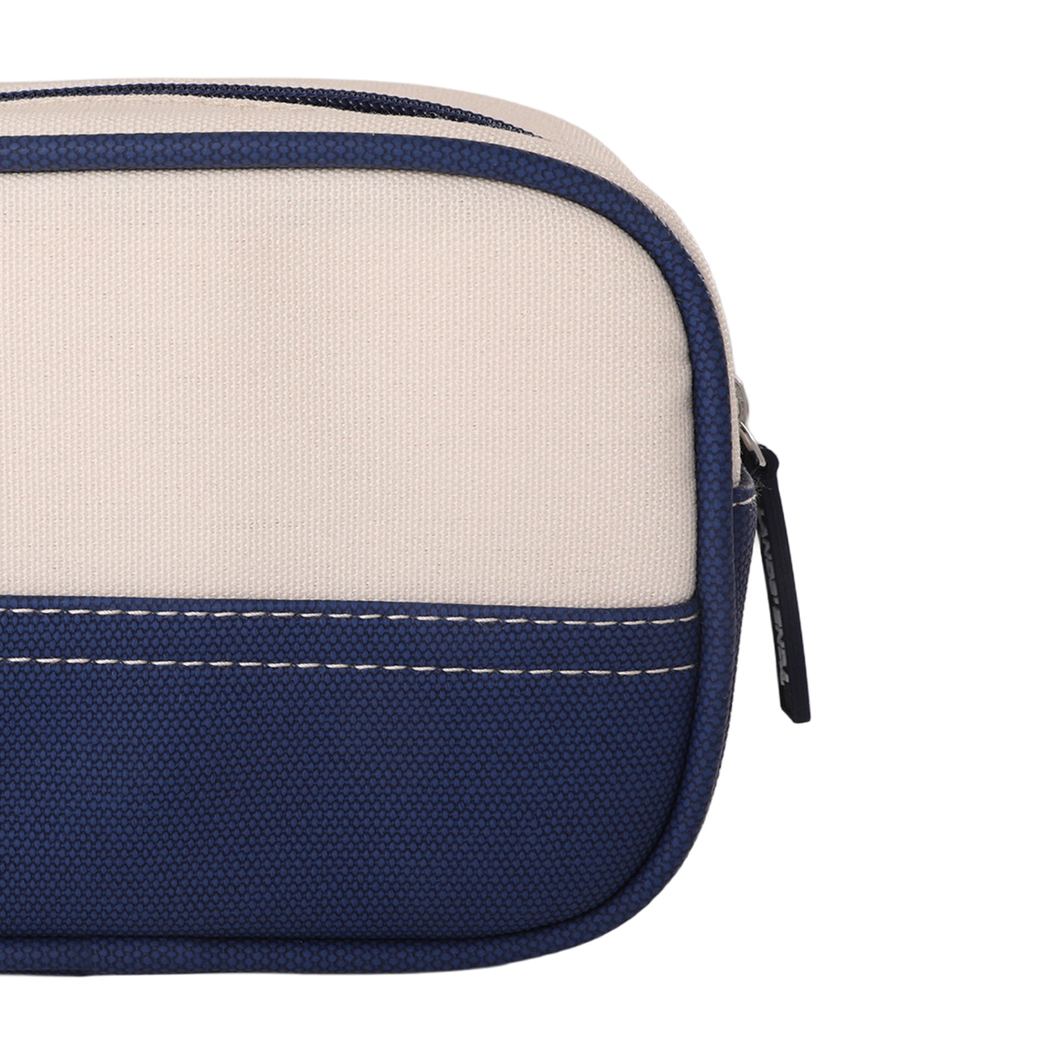 Lands' End Medium Rectangular Dopp Kit for Travel, Striped Canvas Toiletry Bag with Top Zip (Navy) - Navy