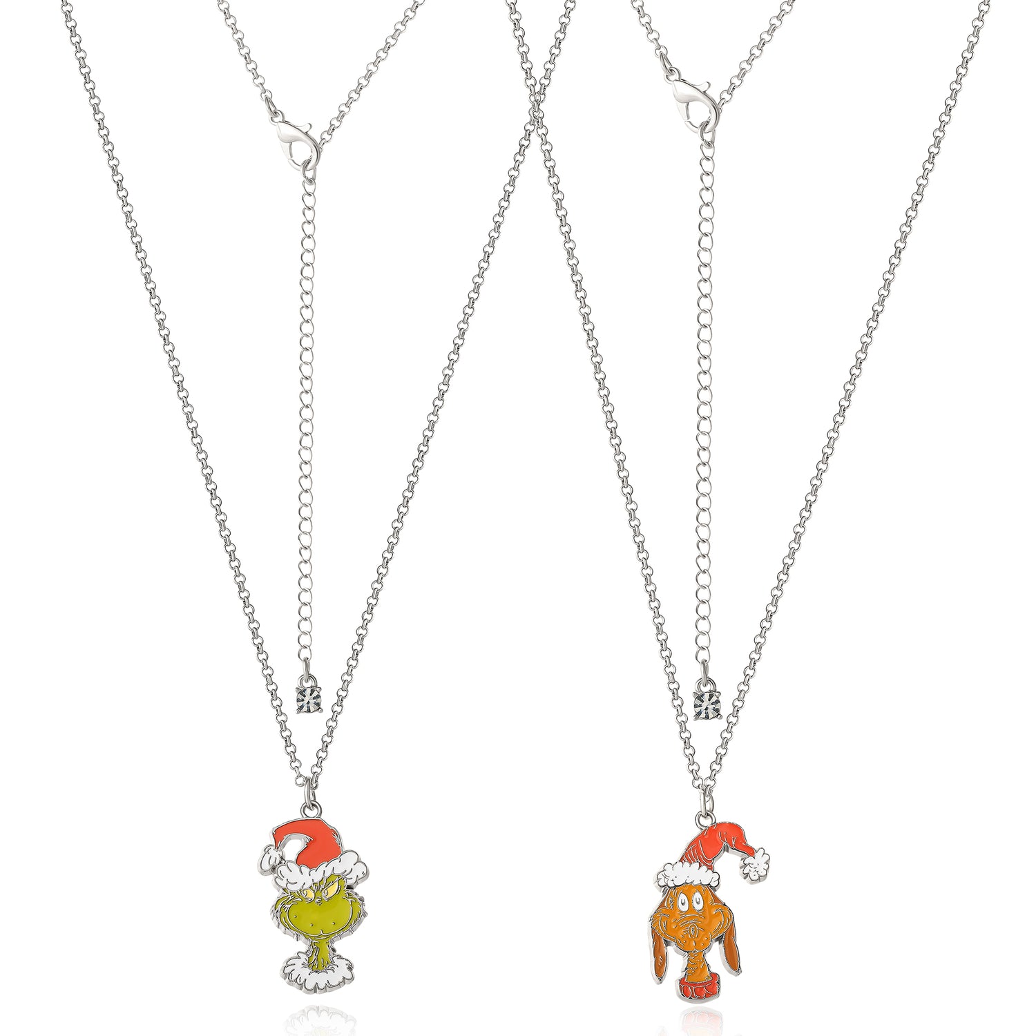 SALLY ROSE The Grinch and Max Pendant BFF Necklace for 2 Official License, 16"+3" Fashion Max and Grinch Necklaces