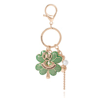 Juicy Couture Lucky Clover Keychains for Women, Cute Keychain with Logo Charm and Faux Pearl Accent