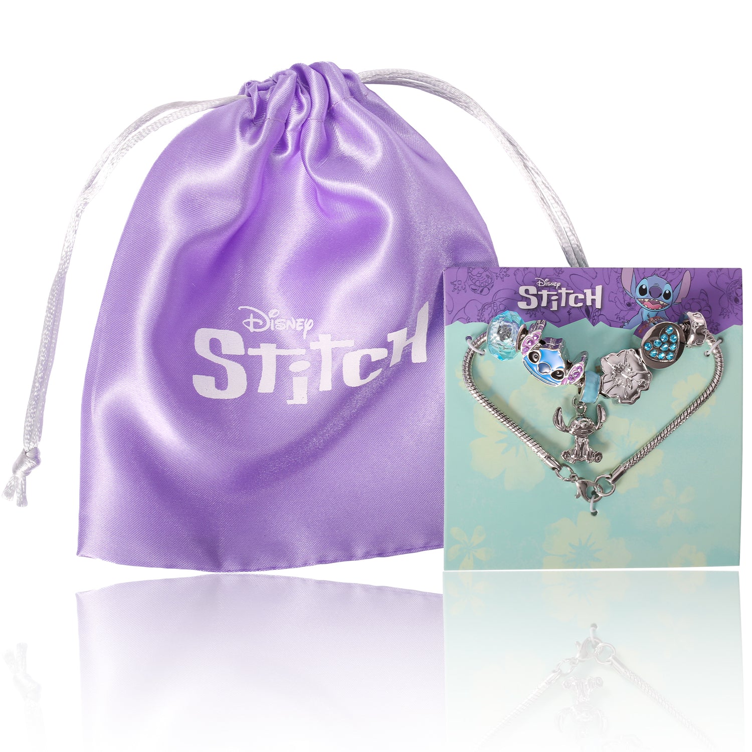 SALLY ROSE Stitch Charm Bracelet for Women, 7" Fashion Stitch Bracelet with 6 Unique Charms Official License, Stitch Gifts