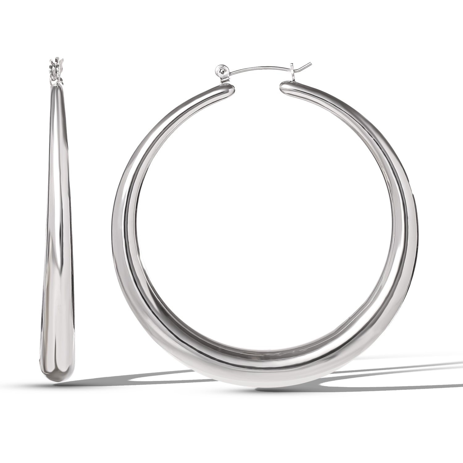Jessica Simpson High Shine Silver Hoop Earrings