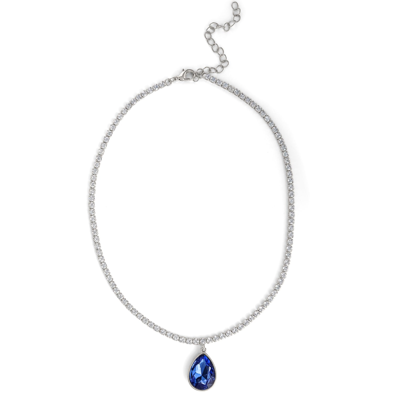 Jessica Simpson Blue Teardrop Sparkling Sapphire Crystal Pendant