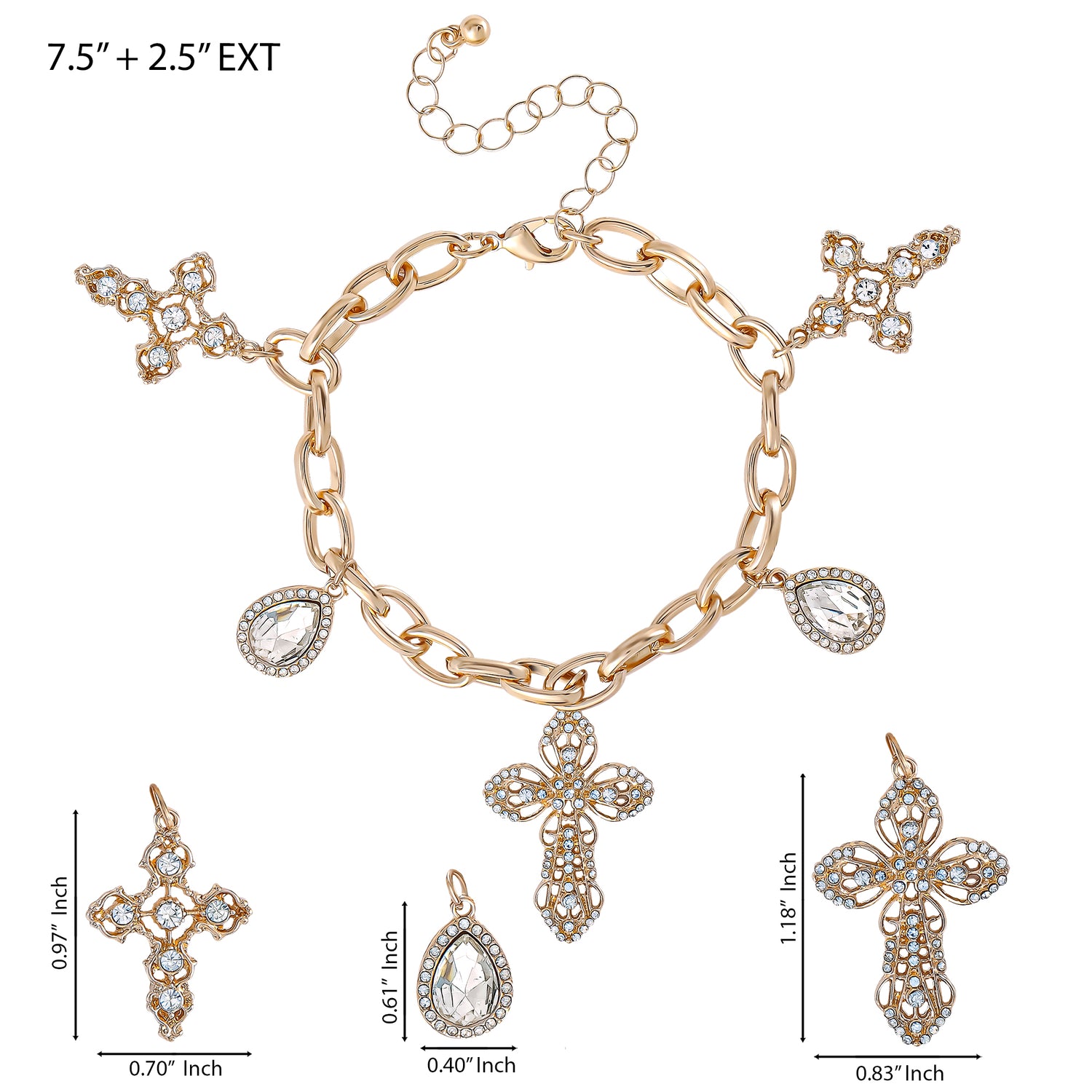 Jessica Simpson Crystal Cross Charm Bracelet