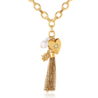 BCBG Generation Chunky Chain Necklace with Pearl and Tassel Accents