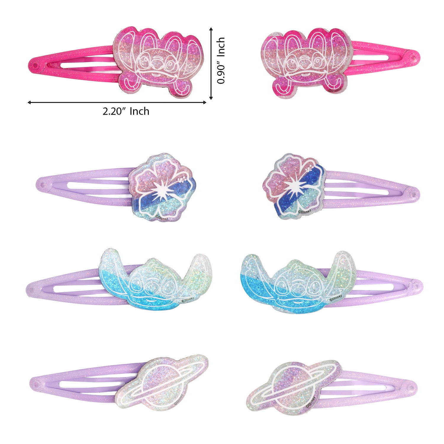 Stitch Hair Clip 8-Piece Set Official License, Snap Back Clips for Hair, Lilo and Stitch Accessories, Small Disney Gifts
