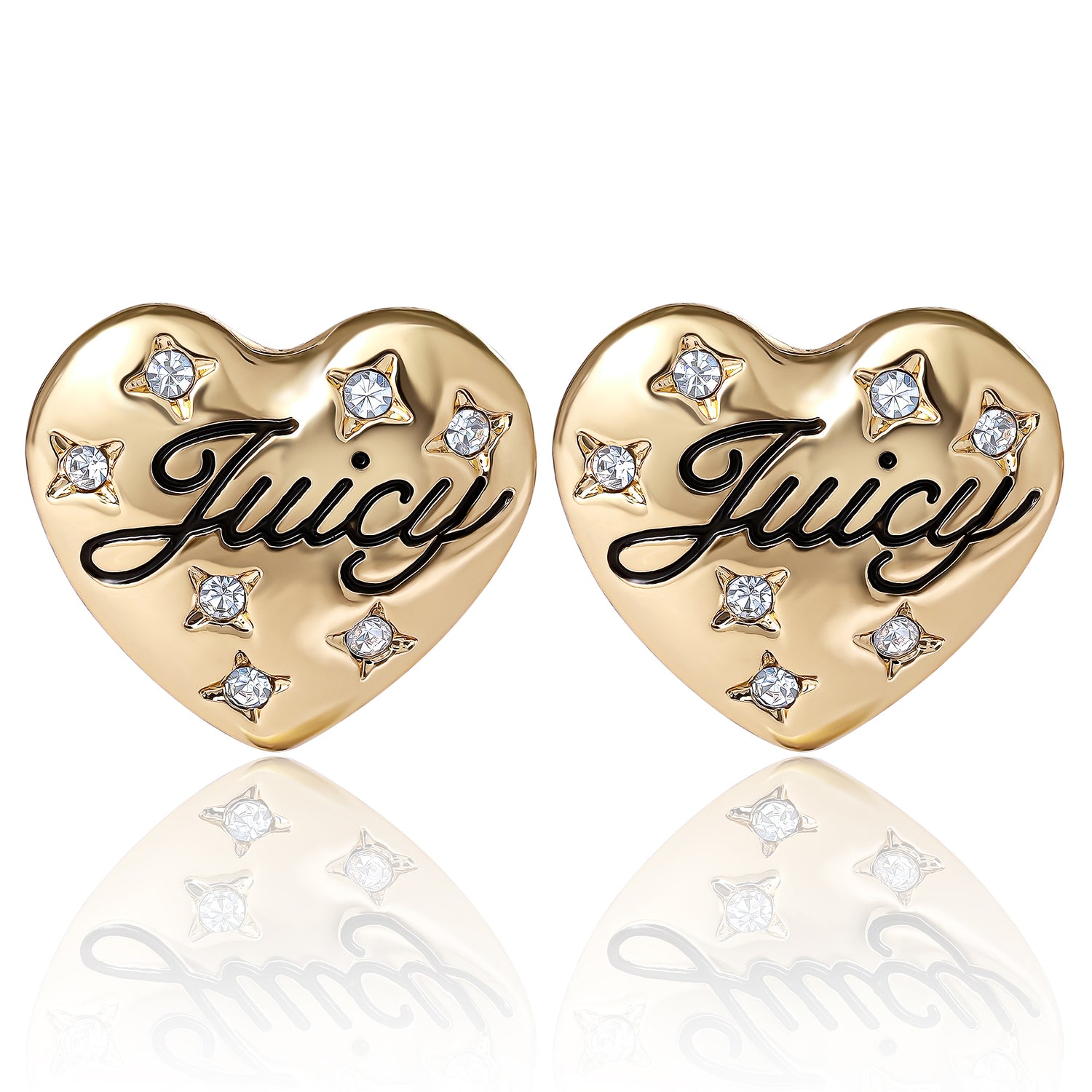 Juicy Couture Gold-Tone Heart Keychain & Earring Set with Crystal Accents