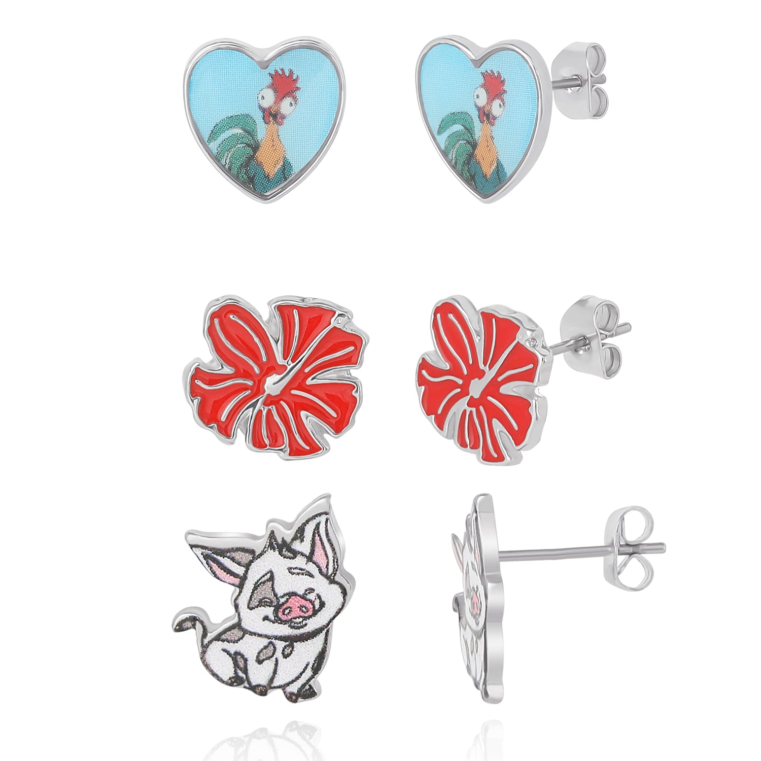 Moana Earrings for Women 3 Pairs Official License, Fashion Moana 2 Stud Earrings Pack of 3, Disney Jewelry for Women