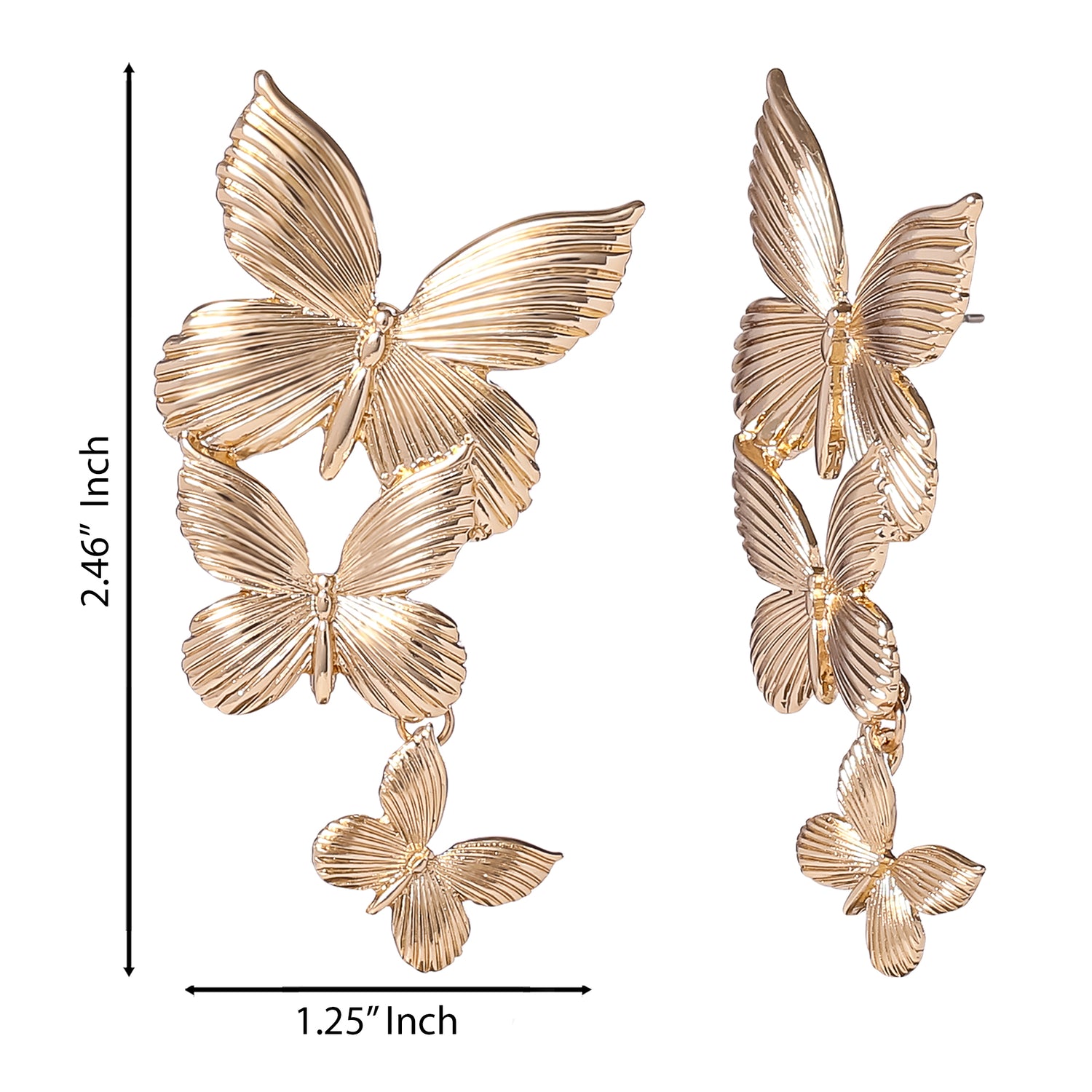 JS Jessica Simpson Cascading Butterfly Drop Earrings in Gold-Tone