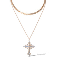 JS Jessica Simpson Gold-Tone Rhinestone Cross and Curb Chain Necklace Set