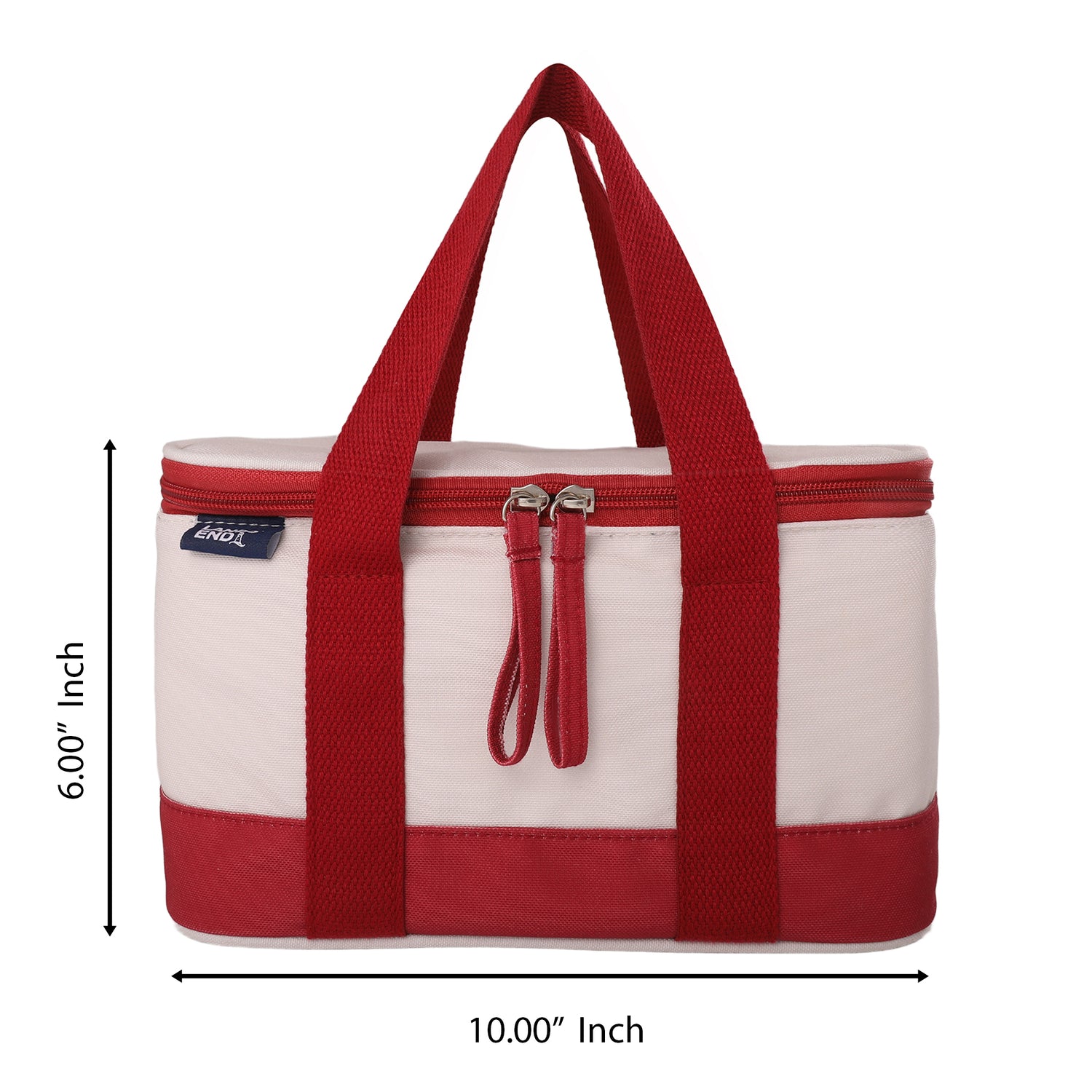 Lands' End Rectangular Small Cooler Bag Insulated 1.5 Gal, Canvas Soft Cooler with Tote Handles and Zip Closure (Red) - Red