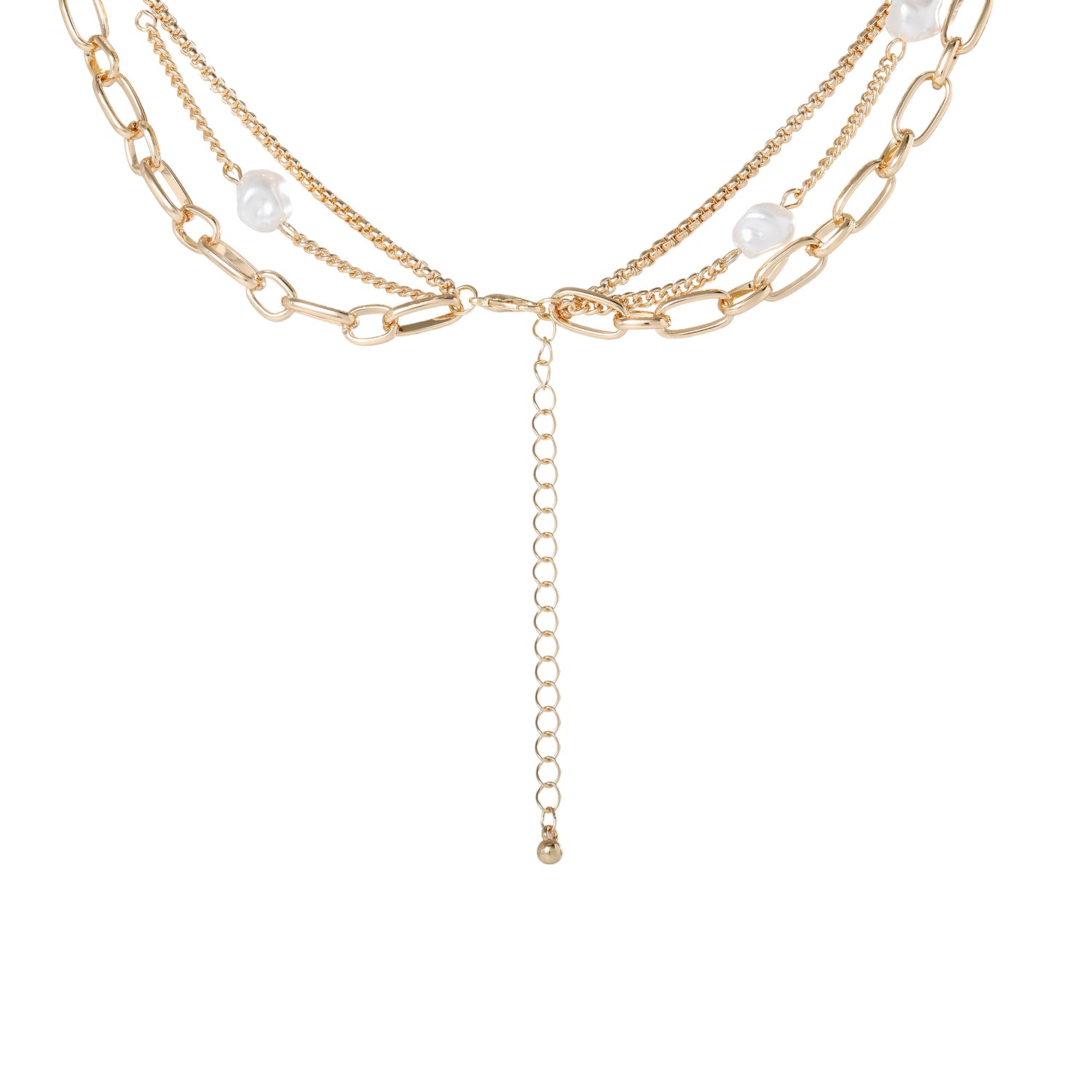 BCBG Layered Pearl Drop Chain Necklace