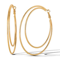 Jessica Simpson Double Layer Gold-Tone Hoop Earrings – Stylish Multi-Hoop Design for a Bold Look