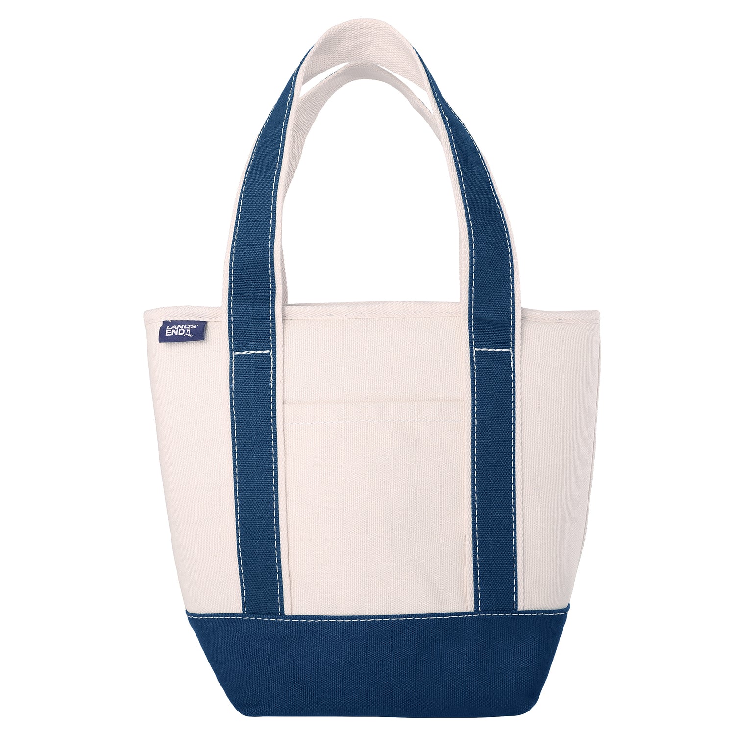 Lands' End Small Insulated Tote Bag with Zip Closure, Travel Cooler Bag for the Pool, Park, and Day Trips - Navy