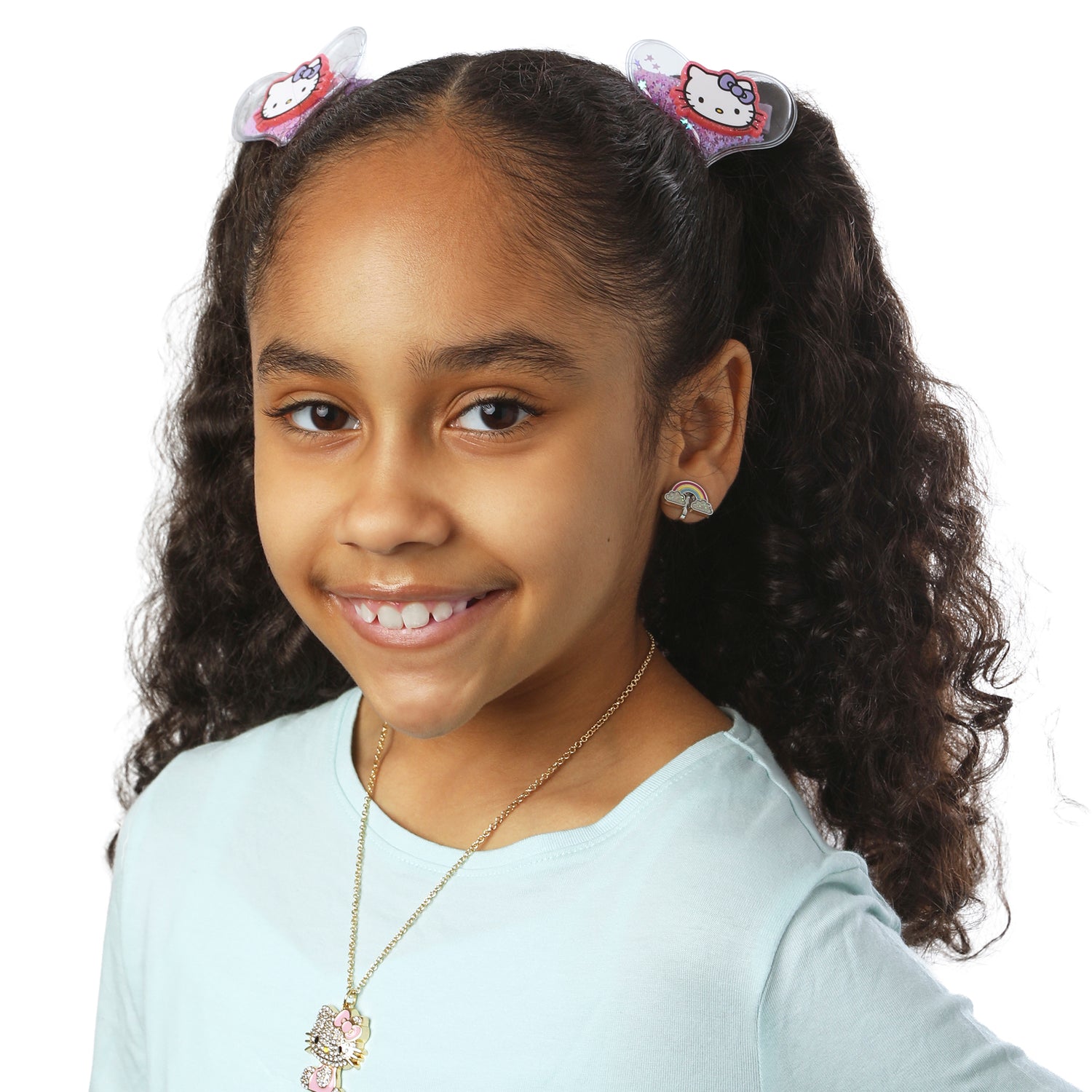 Hello Kitty Heart Hair Clip 6-Piece Set Official License, Snap Back Shaker Hair Clips, Sanrio Accessories