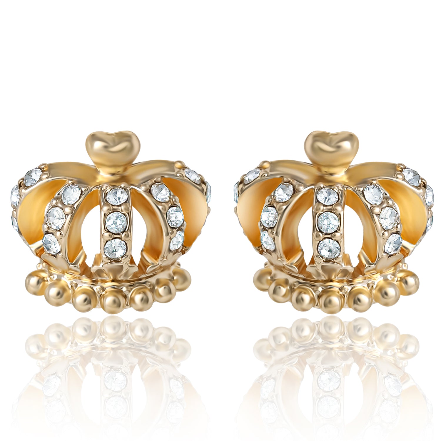 Juicy Couture Gold-Tone Crystal Crown Keychain & Earring Set